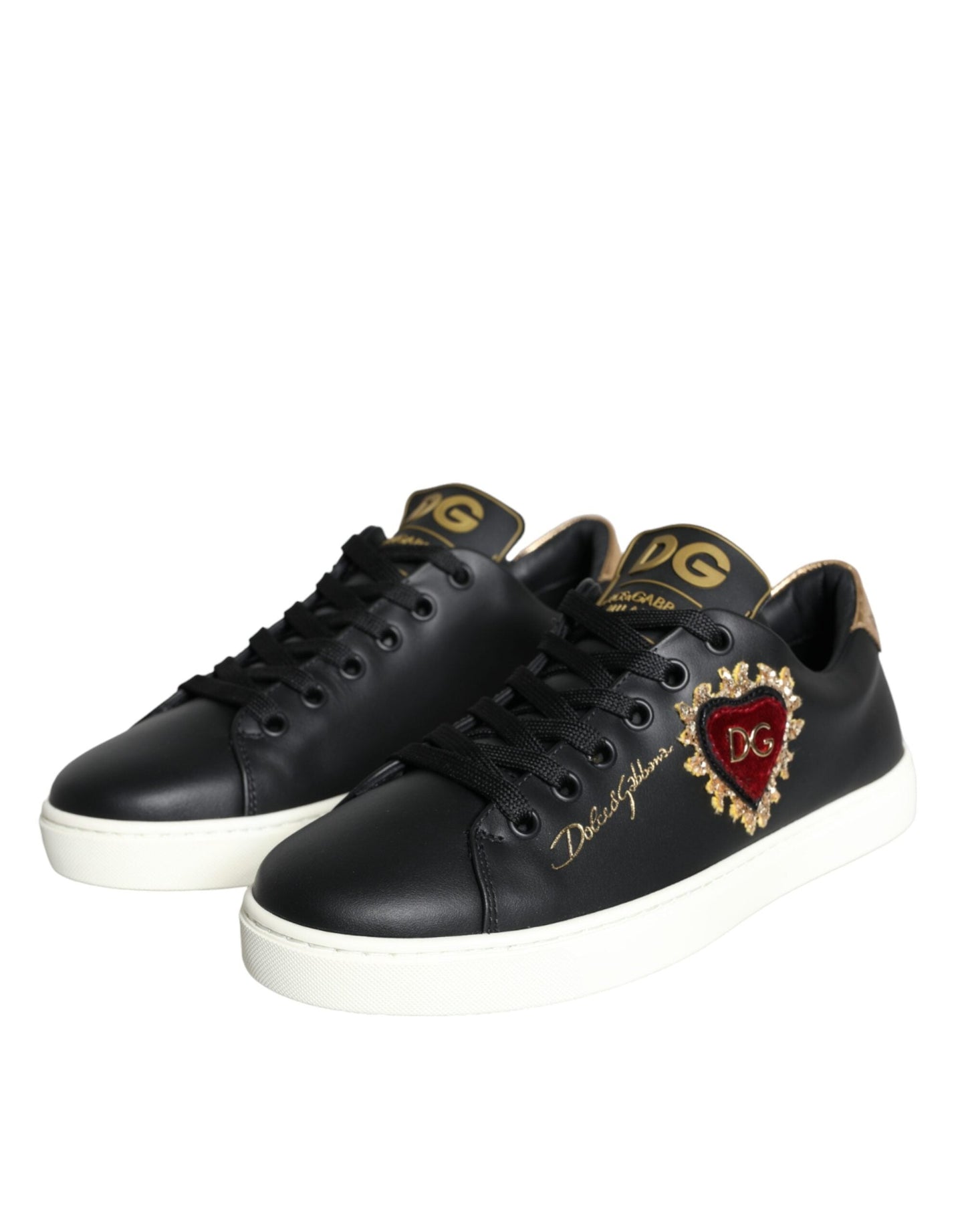 Fashionsarah.com Fashionsarah.com Dolce & Gabbana Black Portofino Sacred Heart Sneakers Shoes