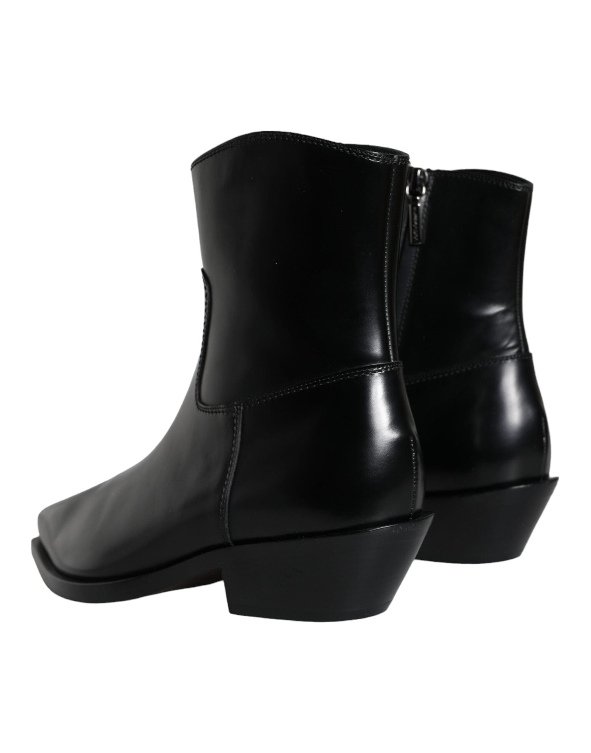 Fashionsarah.com Fashionsarah.com Dolce & Gabbana Black Leather Ankle Boots Booties Shoes