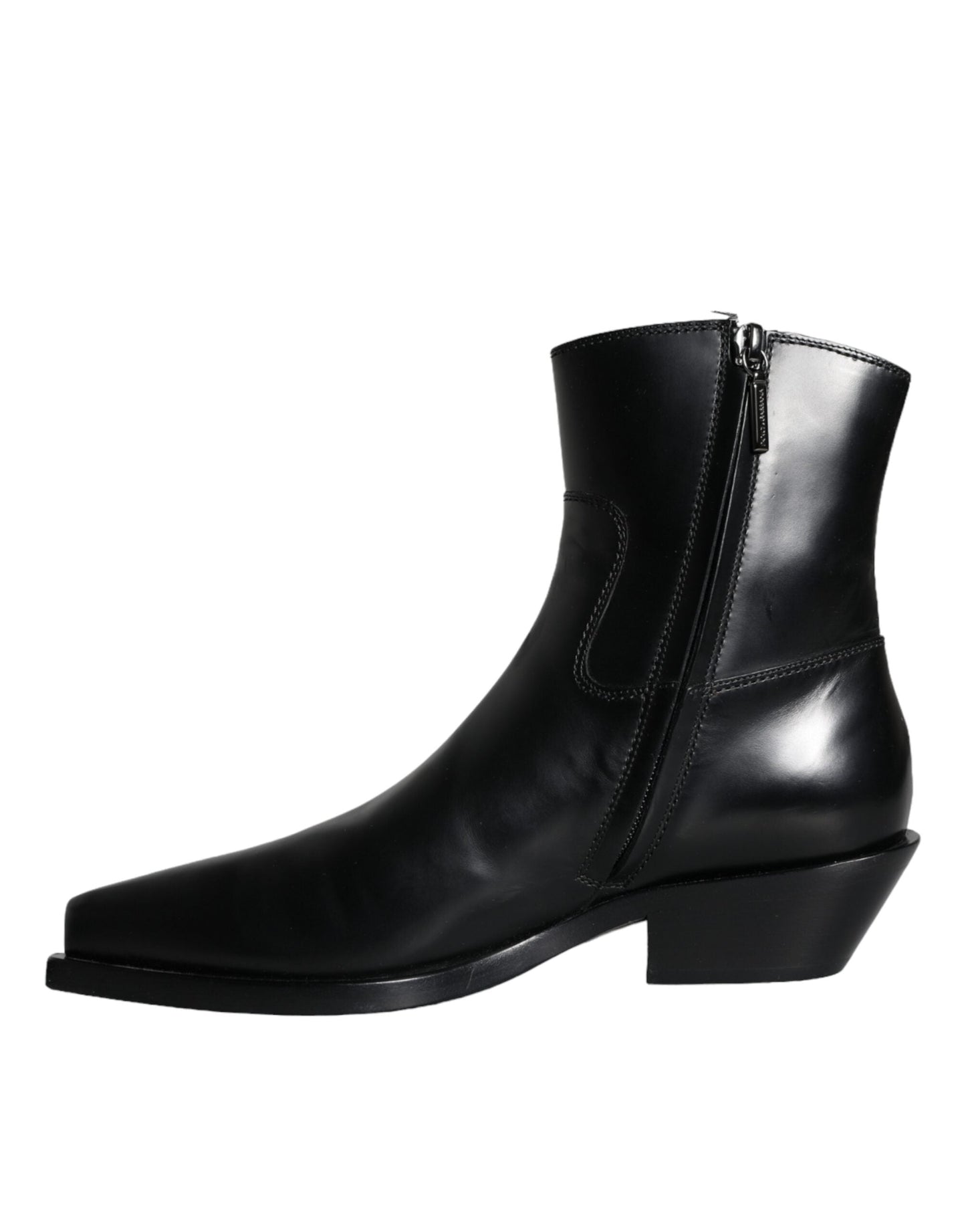 Fashionsarah.com Fashionsarah.com Dolce & Gabbana Black Leather Ankle Boots Booties Shoes