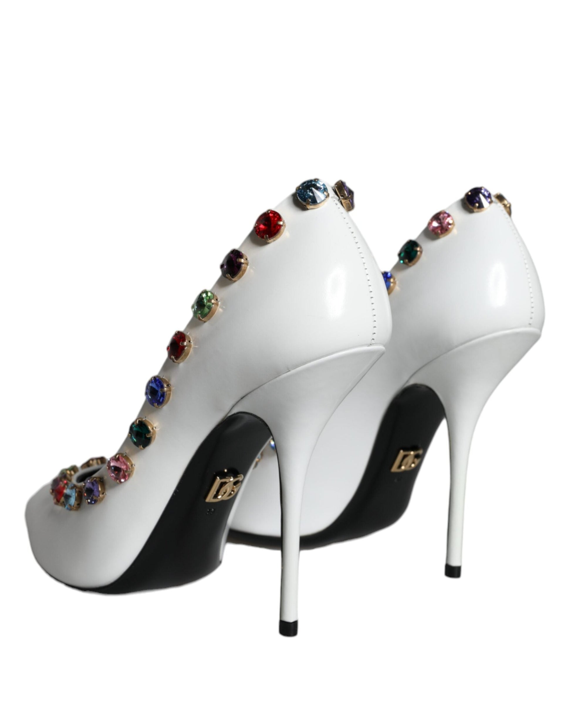 Fashionsarah.com Fashionsarah.com Dolce & Gabbana White Crystal Leather High Heels Pumps Shoes