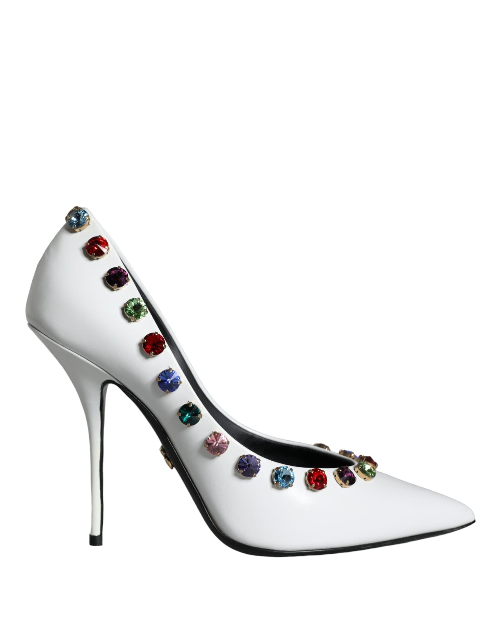 Fashionsarah.com Fashionsarah.com Dolce & Gabbana White Crystal Leather High Heels Pumps Shoes