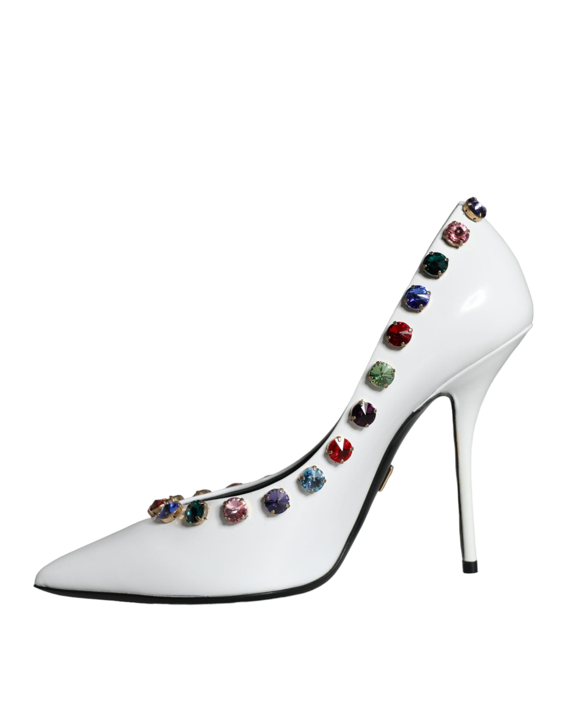 Fashionsarah.com Fashionsarah.com Dolce & Gabbana White Crystal Leather High Heels Pumps Shoes