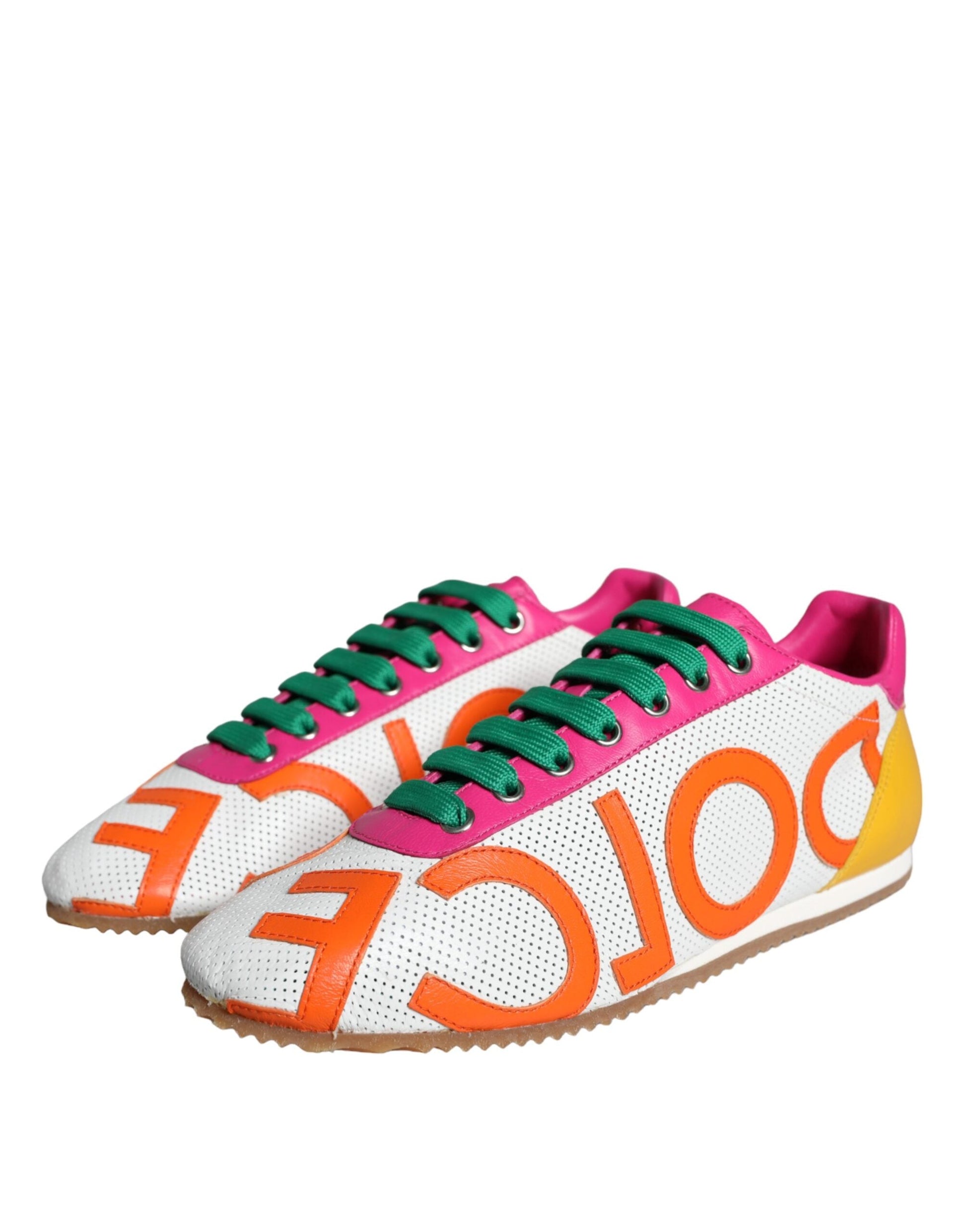 Fashionsarah.com Fashionsarah.com Dolce & Gabbana Multicolor Leather Logo Casual Sneakers Shoes