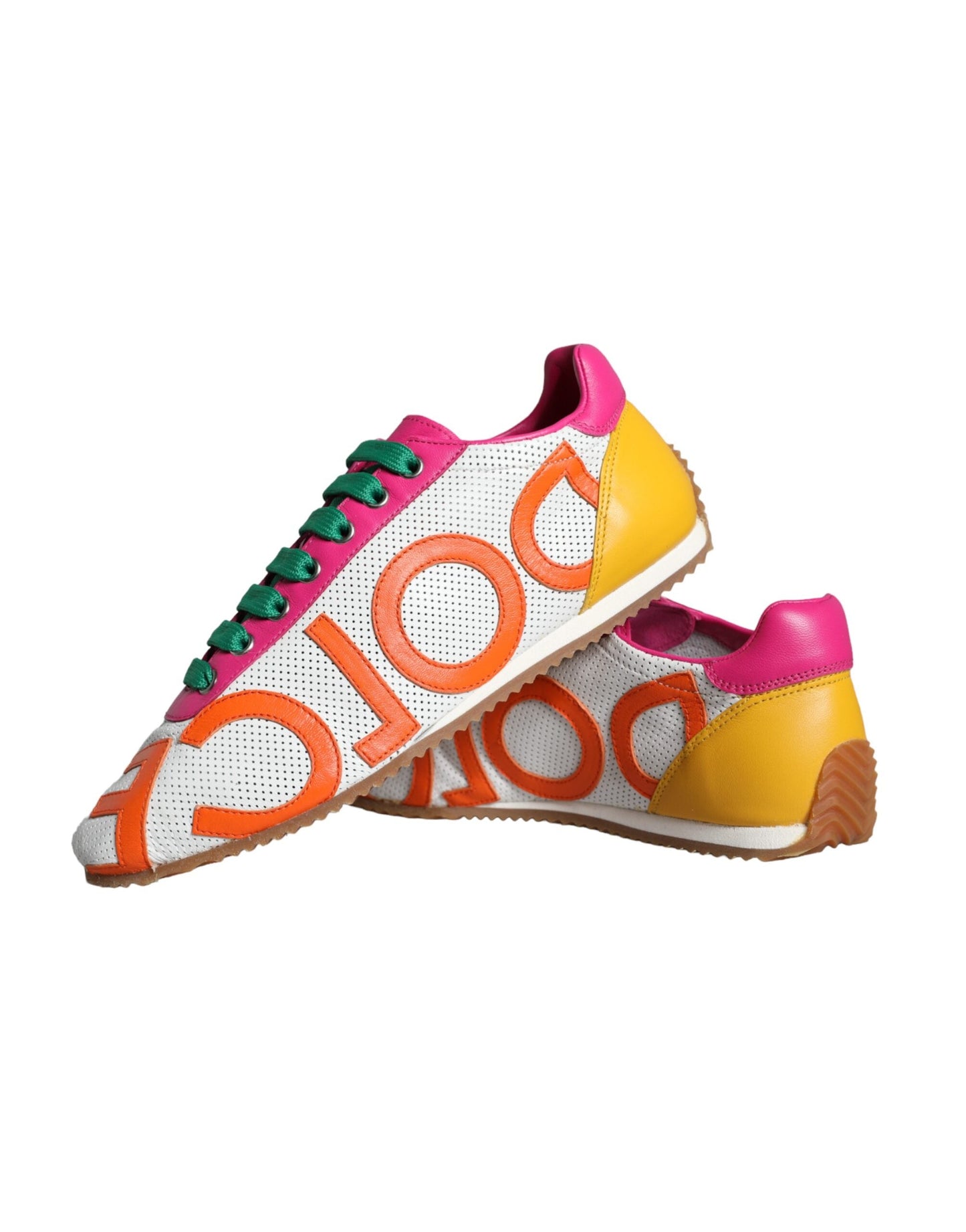 Fashionsarah.com Fashionsarah.com Dolce & Gabbana Multicolor Leather Logo Casual Sneakers Shoes