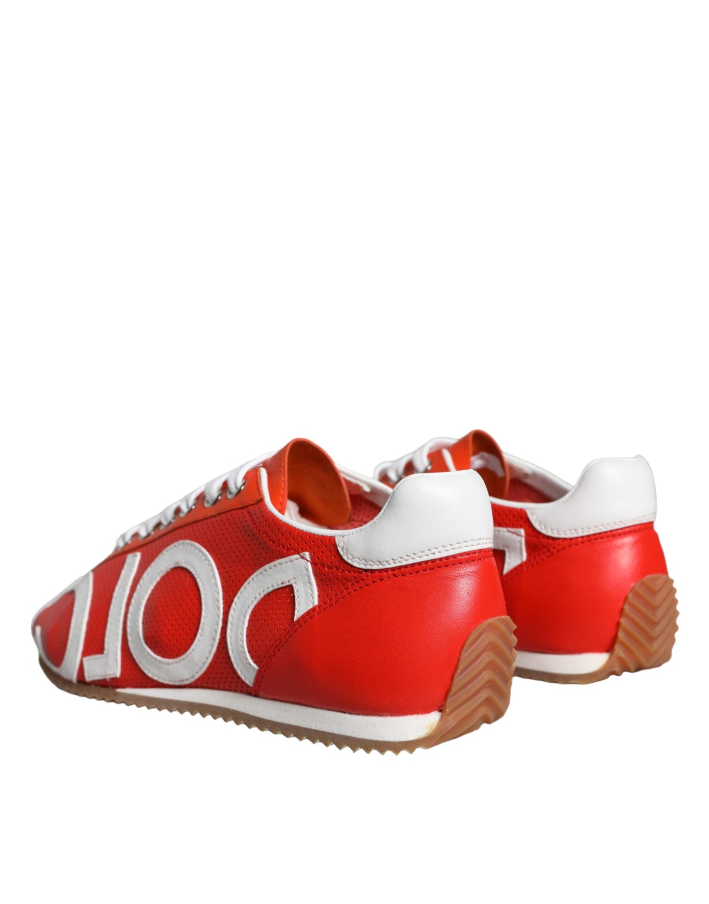 Fashionsarah.com Fashionsarah.com Dolce & Gabbana Red White Leather Logo Casual Sneakers Shoes