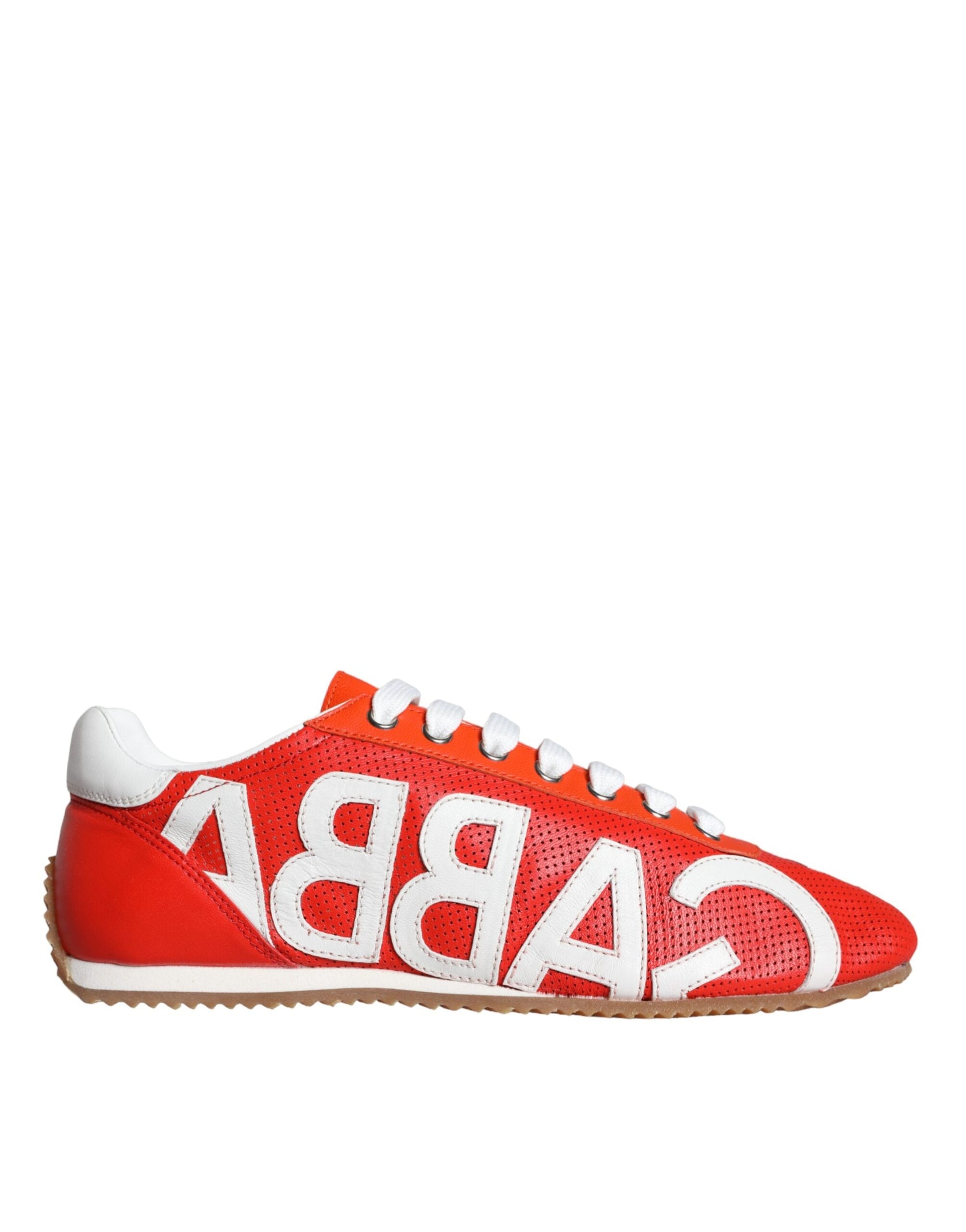 Fashionsarah.com Fashionsarah.com Dolce & Gabbana Red White Leather Logo Casual Sneakers Shoes