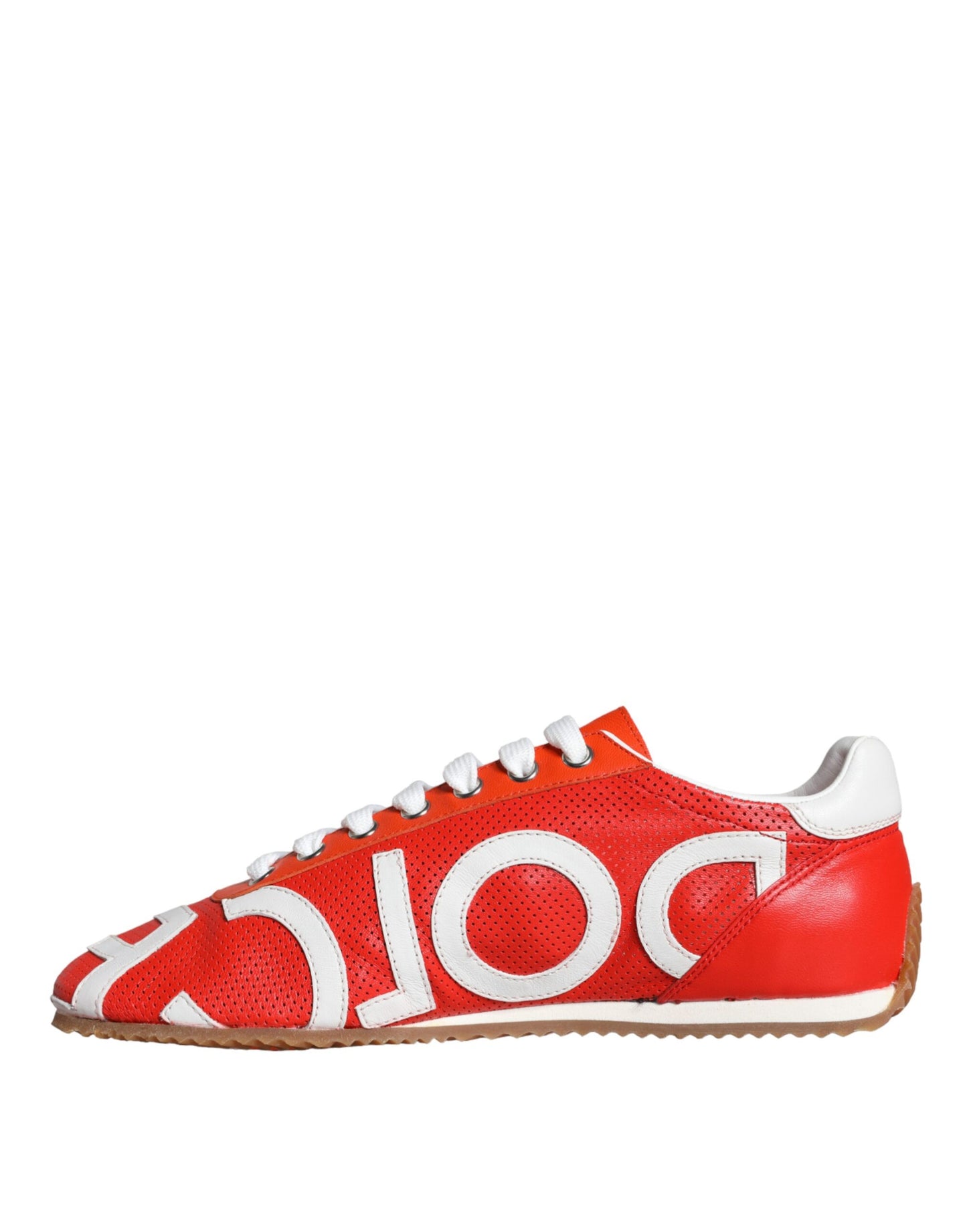 Fashionsarah.com Fashionsarah.com Dolce & Gabbana Red White Leather Logo Casual Sneakers Shoes