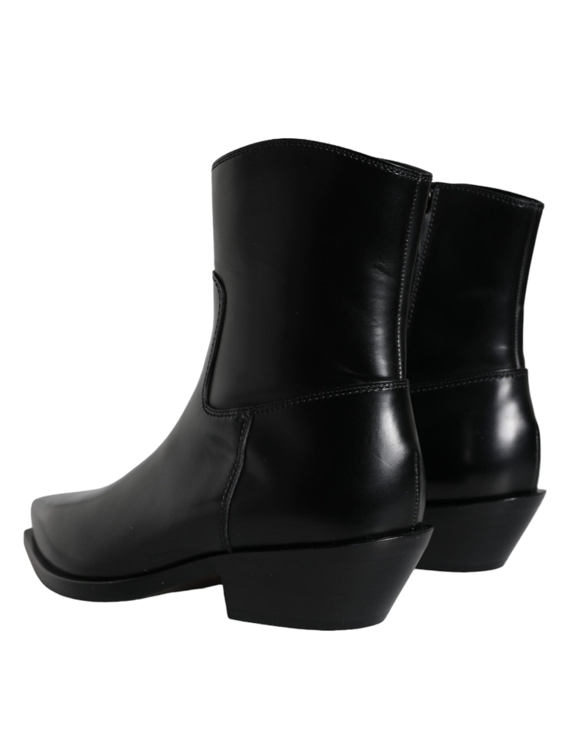 Fashionsarah.com Fashionsarah.com Dolce & Gabbana Black Leather Ankle Boots Booties Shoes