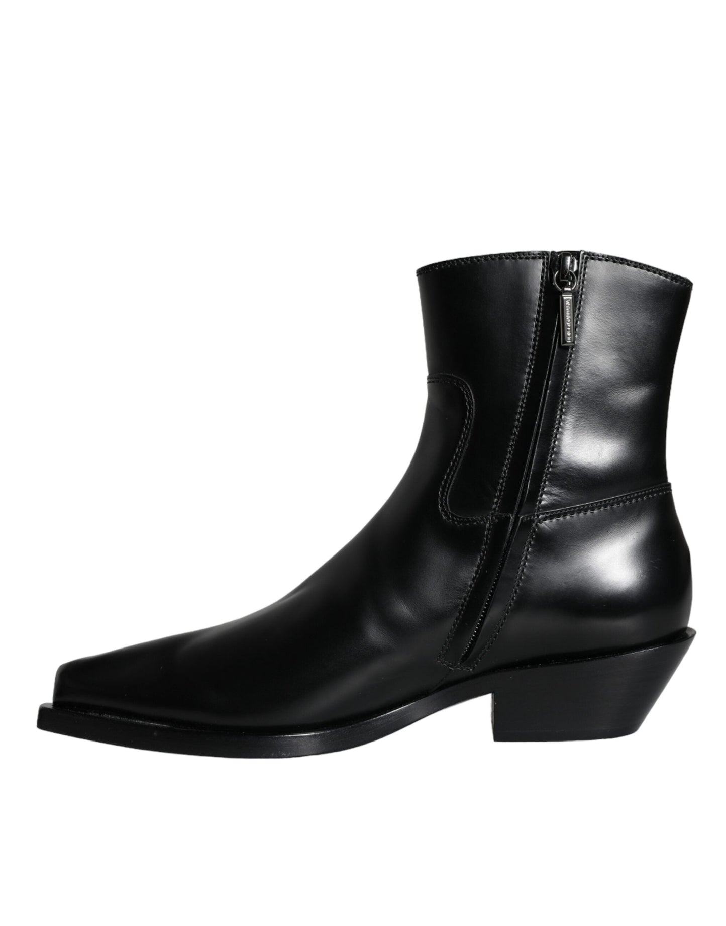 Fashionsarah.com Fashionsarah.com Dolce & Gabbana Black Leather Ankle Boots Booties Shoes