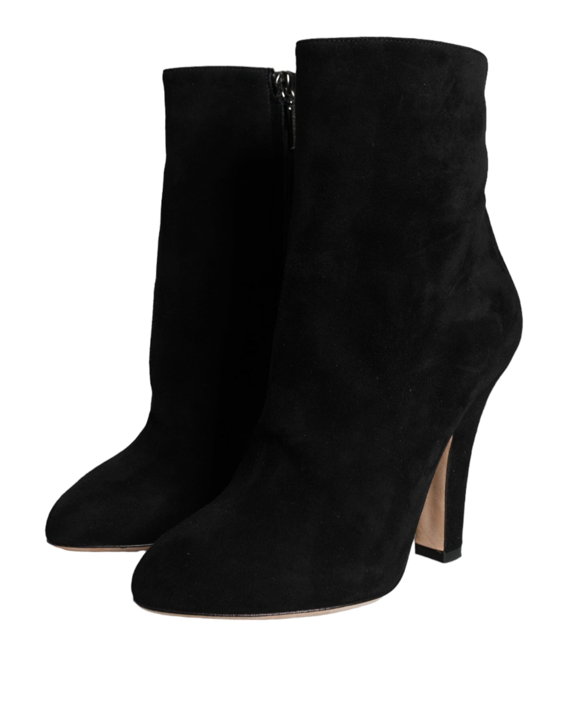 Fashionsarah.com Fashionsarah.com Dolce & Gabbana Black Suede Leather Mid Calf Boots Shoes