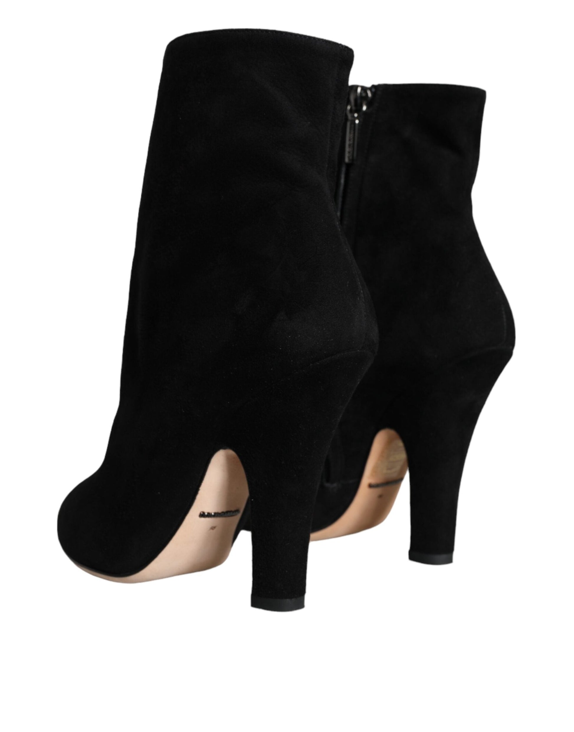 Fashionsarah.com Fashionsarah.com Dolce & Gabbana Black Suede Leather Mid Calf Boots Shoes