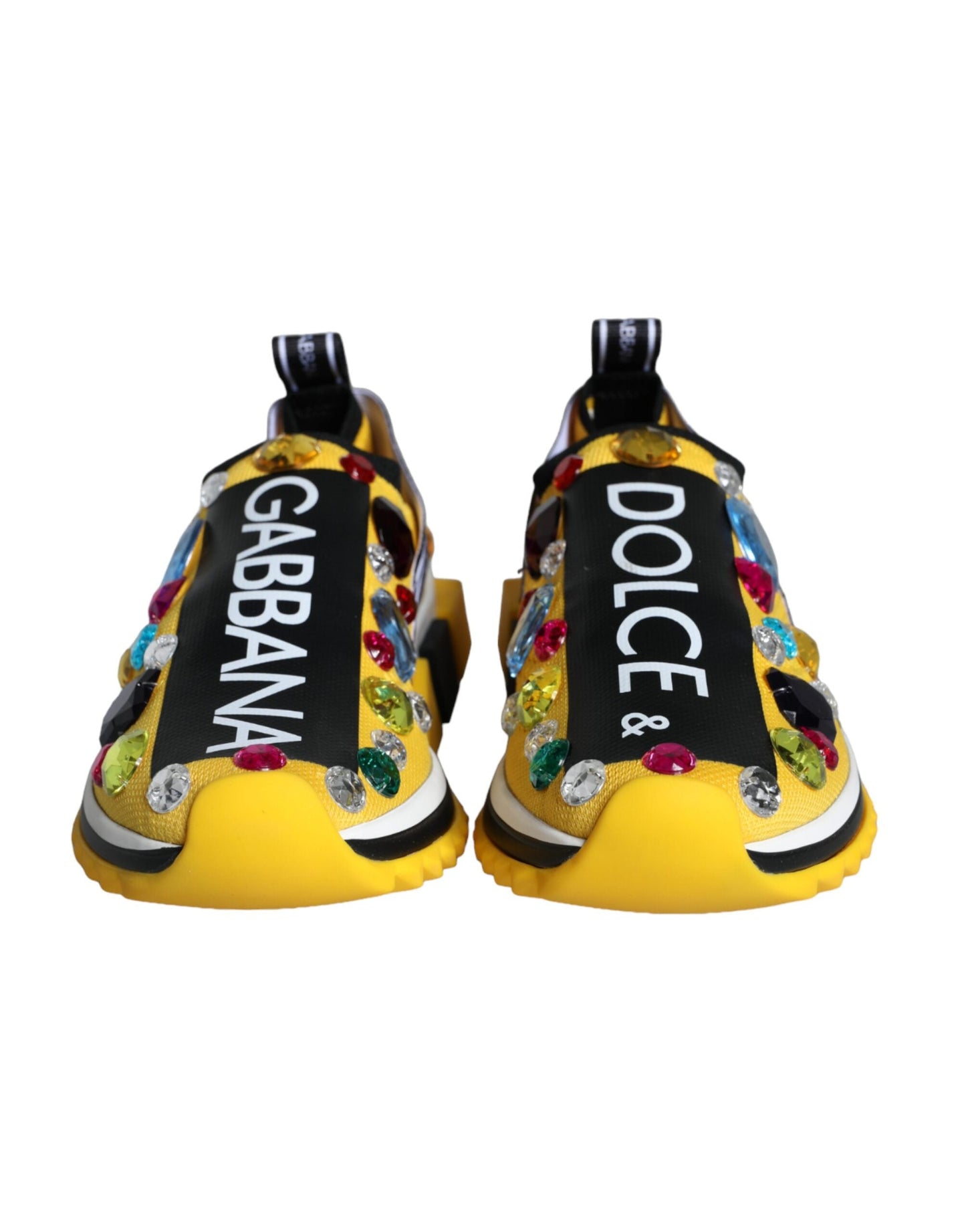 Fashionsarah.com Fashionsarah.com Dolce & Gabbana Yellow Sorrento Crystals Sneakers Womens Shoes