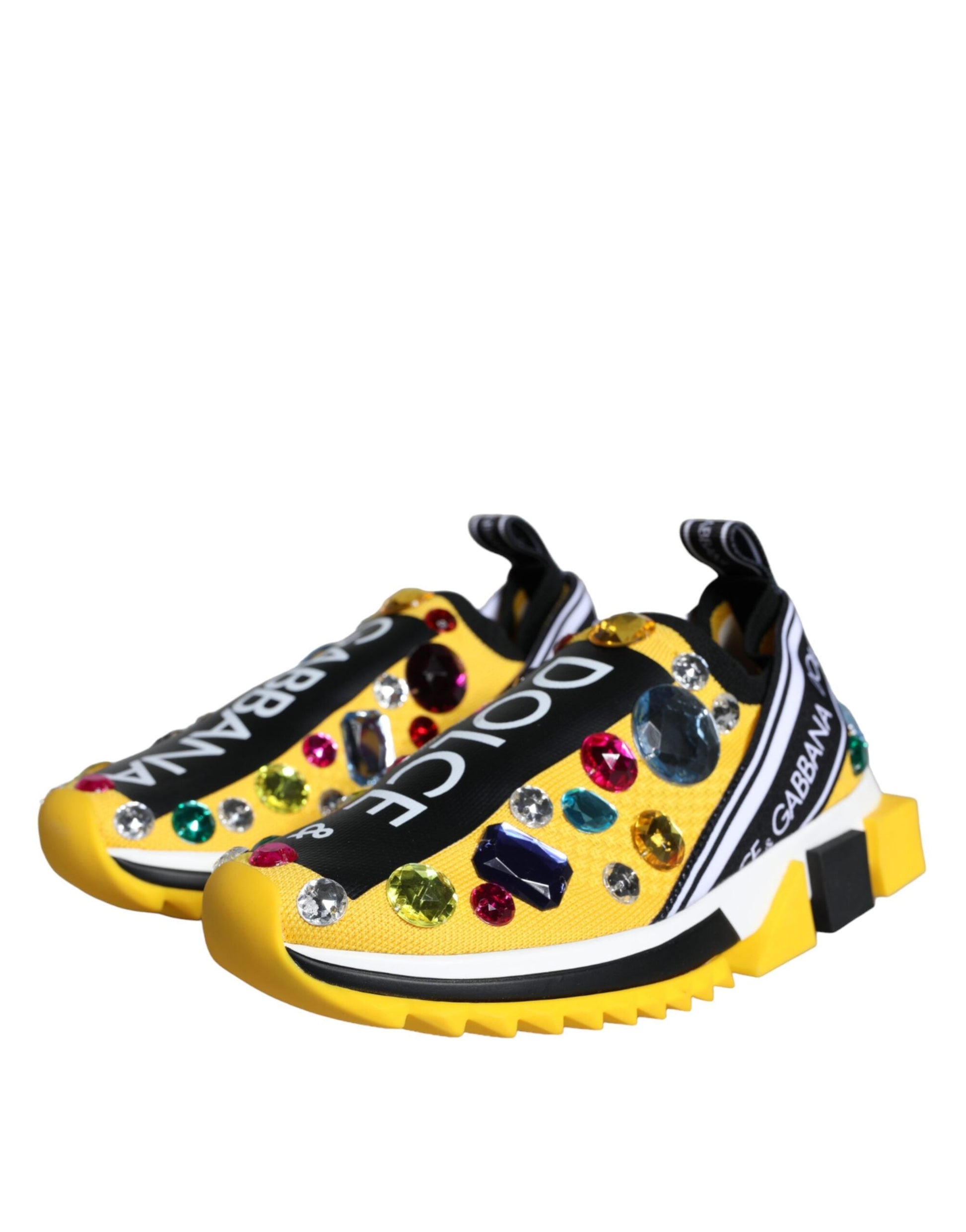 Fashionsarah.com Fashionsarah.com Dolce & Gabbana Yellow Sorrento Crystals Sneakers Womens Shoes