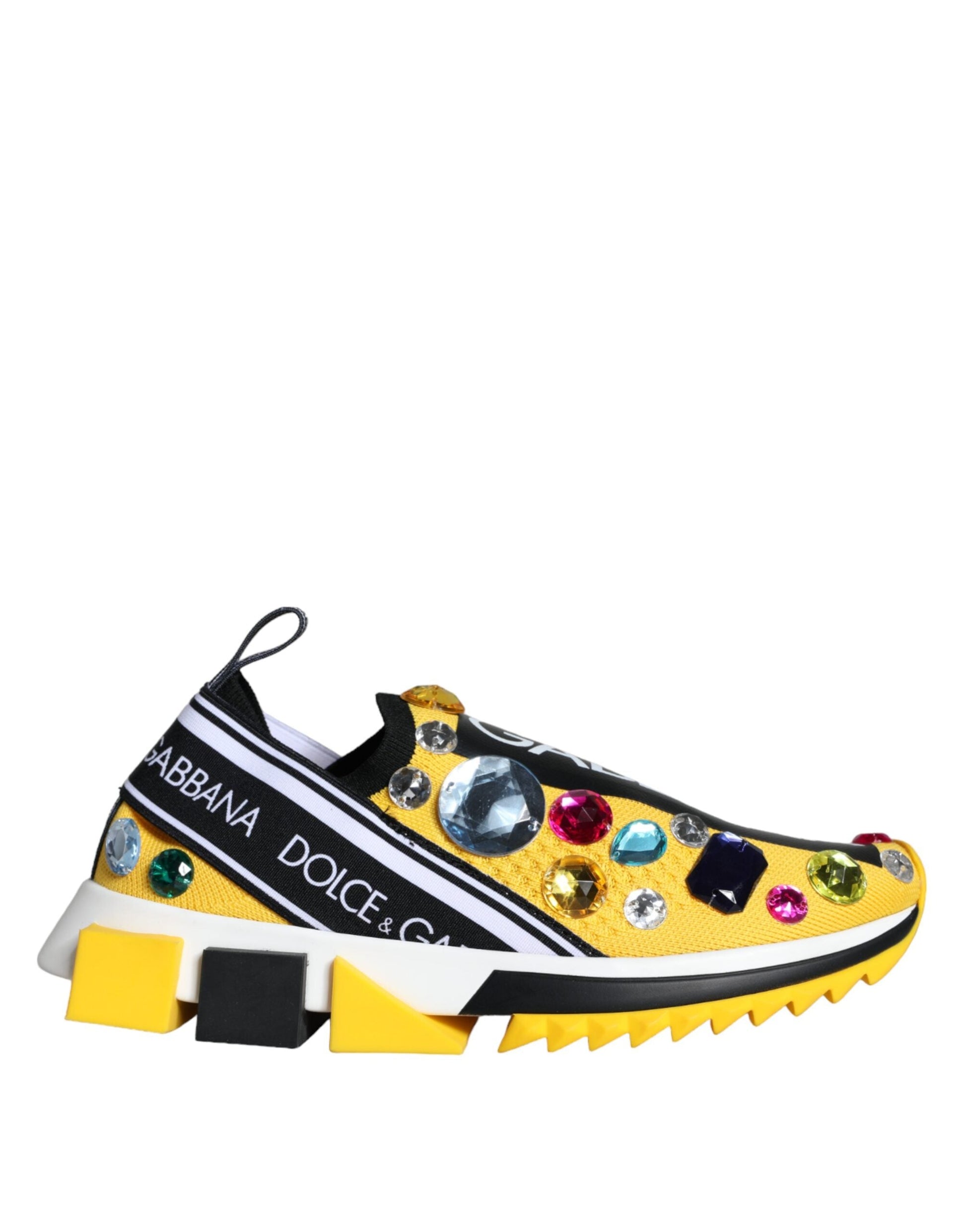 Fashionsarah.com Fashionsarah.com Dolce & Gabbana Yellow Sorrento Crystals Sneakers Womens Shoes