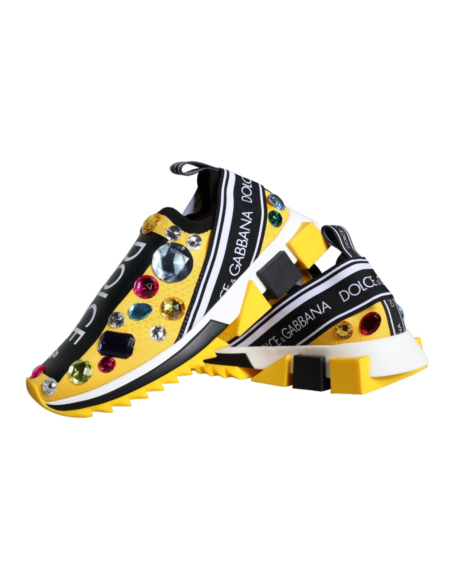 Fashionsarah.com Fashionsarah.com Dolce & Gabbana Yellow Sorrento Crystals Sneakers Womens Shoes