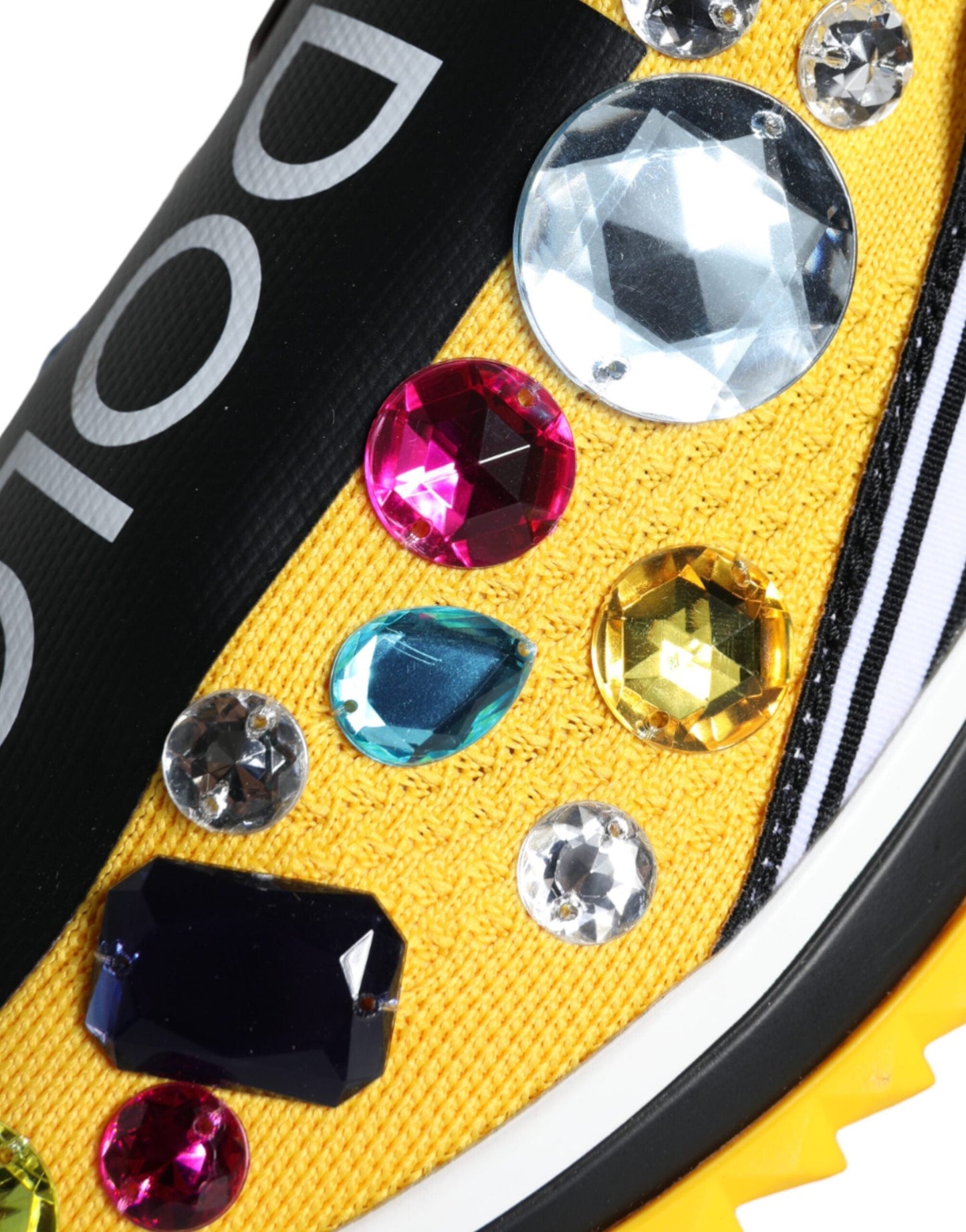 Fashionsarah.com Fashionsarah.com Dolce & Gabbana Yellow Sorrento Crystals Sneakers Womens Shoes