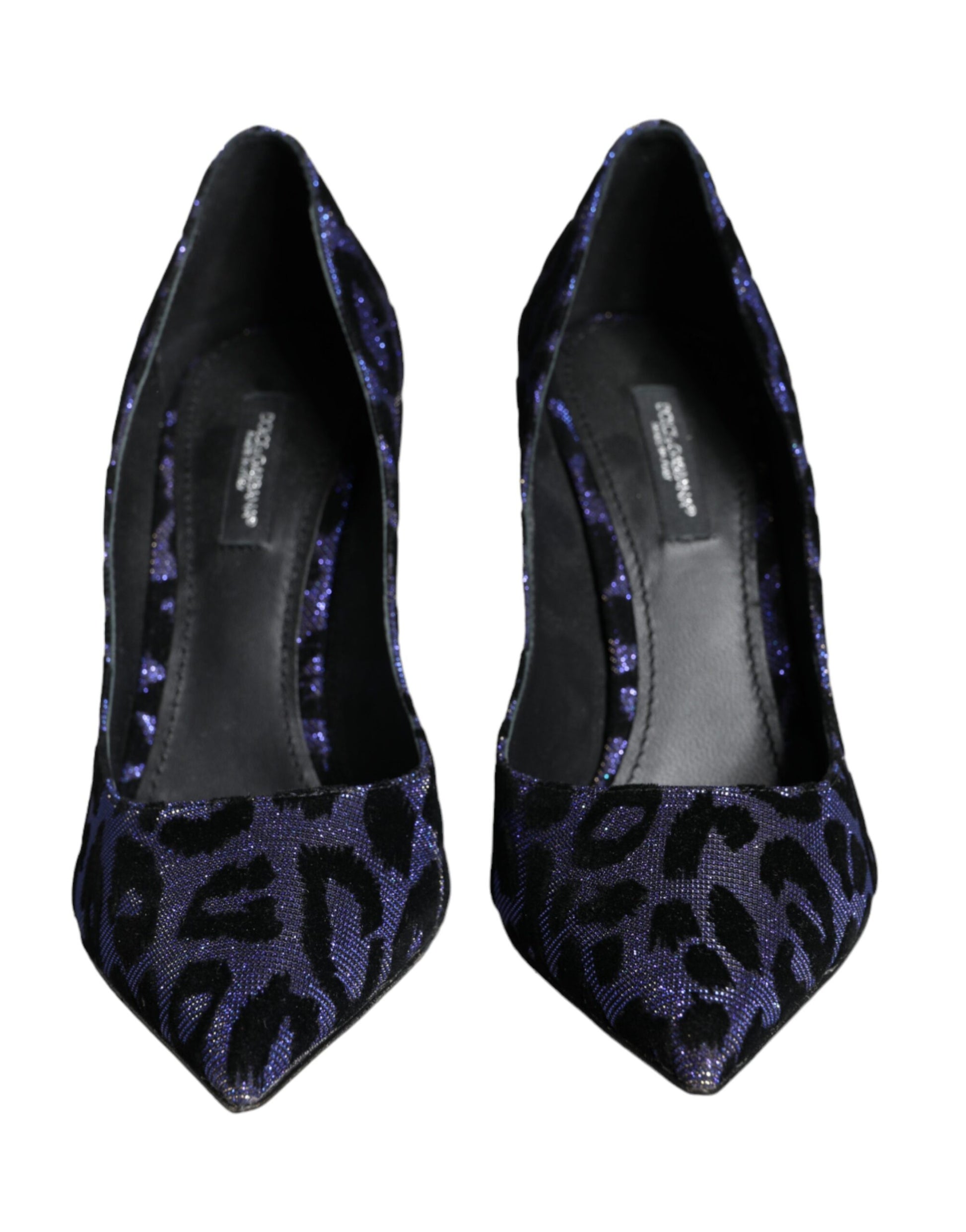 Fashionsarah.com Fashionsarah.com Dolce & Gabbana Dark Blue Leopard Lurex Heels Pumps Shoes