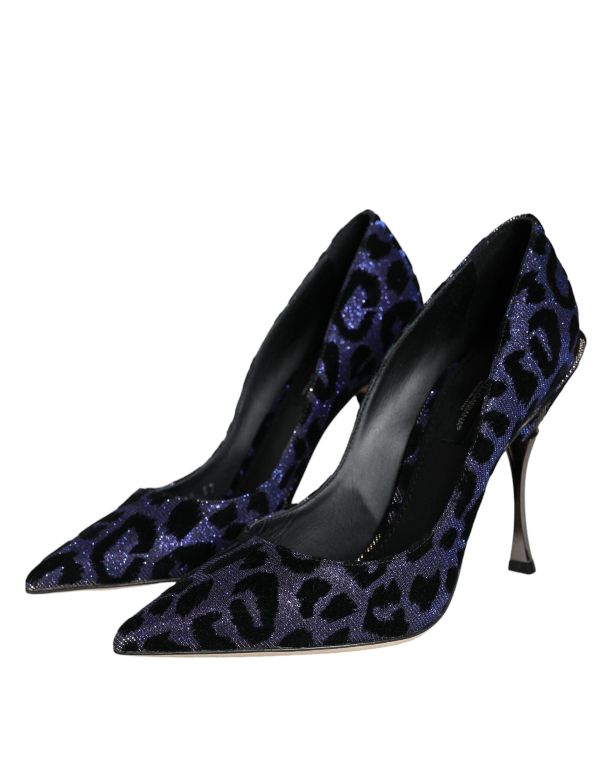 Fashionsarah.com Fashionsarah.com Dolce & Gabbana Dark Blue Leopard Lurex Heels Pumps Shoes