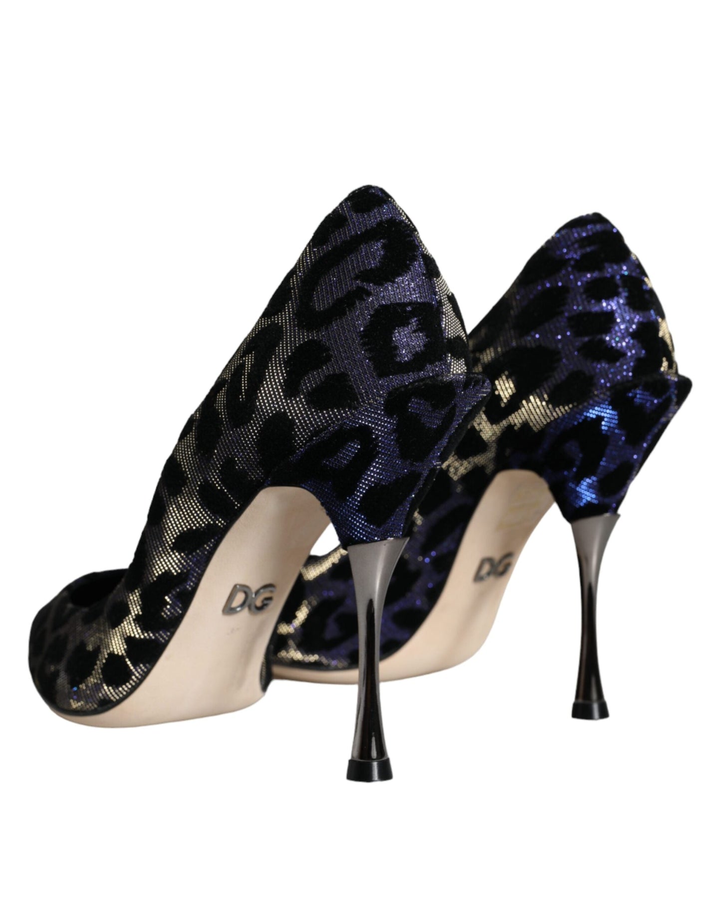 Fashionsarah.com Fashionsarah.com Dolce & Gabbana Dark Blue Leopard Lurex Heels Pumps Shoes