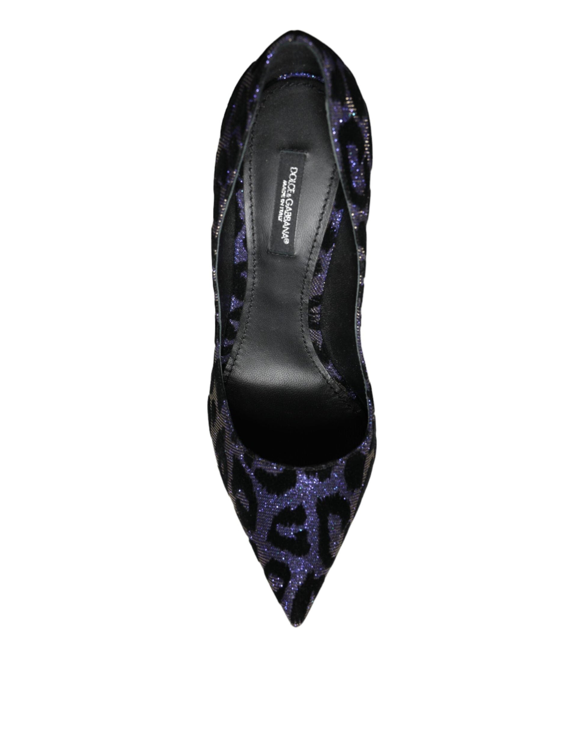 Fashionsarah.com Fashionsarah.com Dolce & Gabbana Dark Blue Leopard Lurex Heels Pumps Shoes