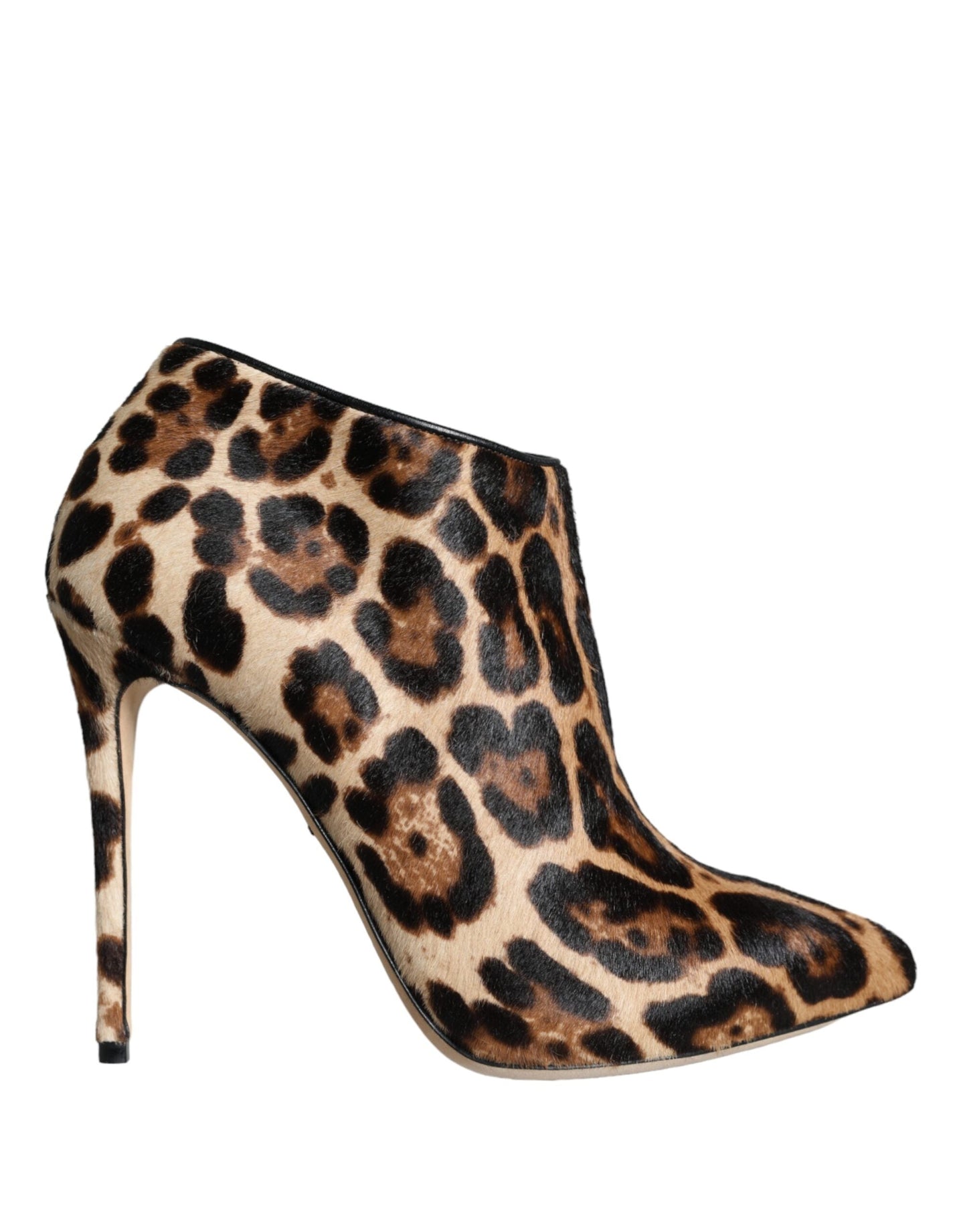 Fashionsarah.com Fashionsarah.com Dolce & Gabbana Brown Leopard Calf Fur Heels Ankle Boots Shoes