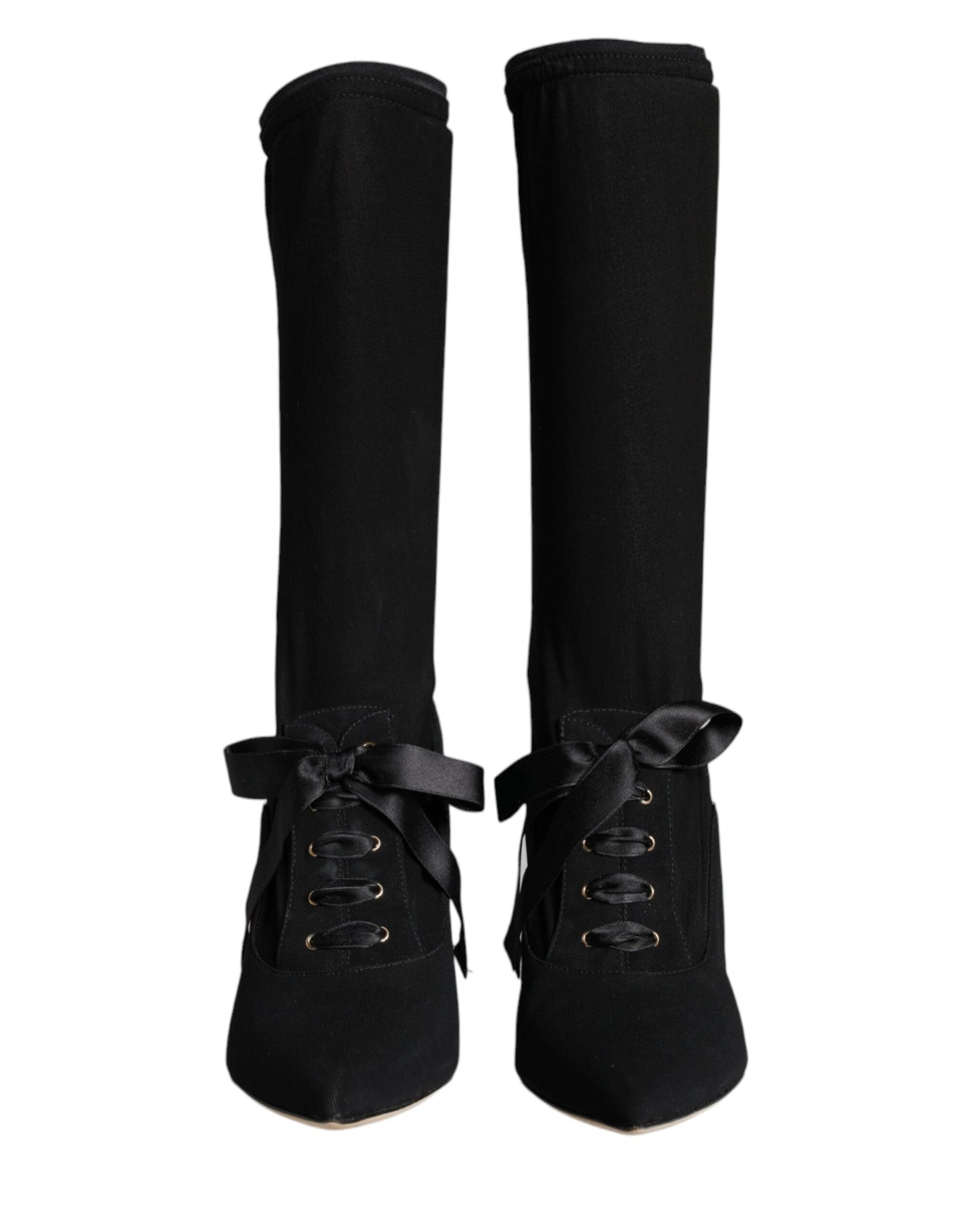 Dolce & Gabbana Black Stiletto Heels Mid Calf Boots Shoes | Fashionsarah.com