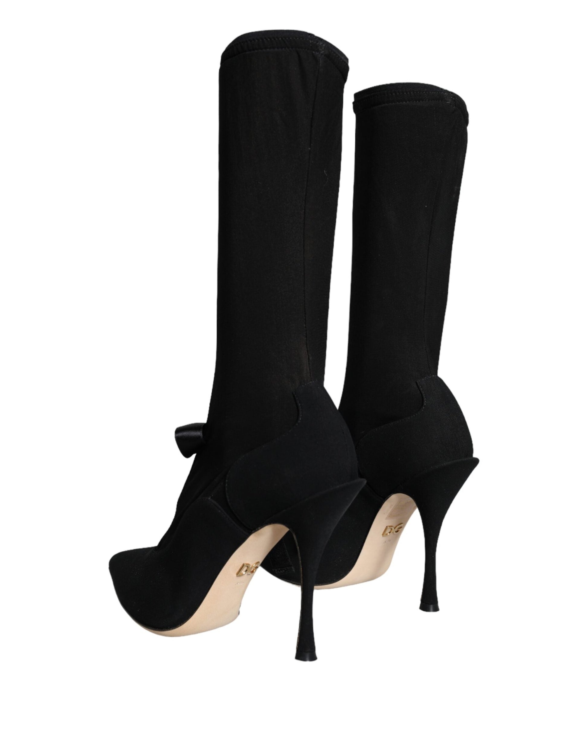 Dolce & Gabbana Black Stiletto Heels Mid Calf Boots Shoes | Fashionsarah.com