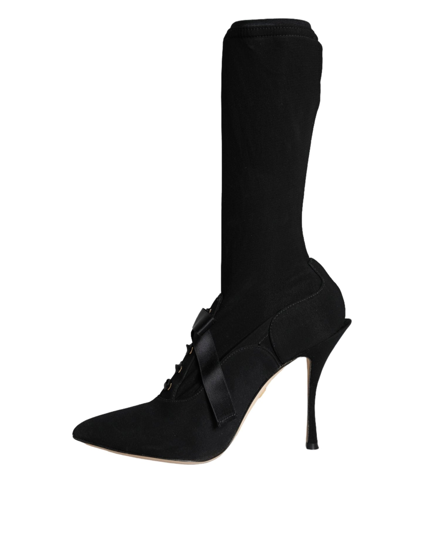 Dolce & Gabbana Black Stiletto Heels Mid Calf Boots Shoes | Fashionsarah.com