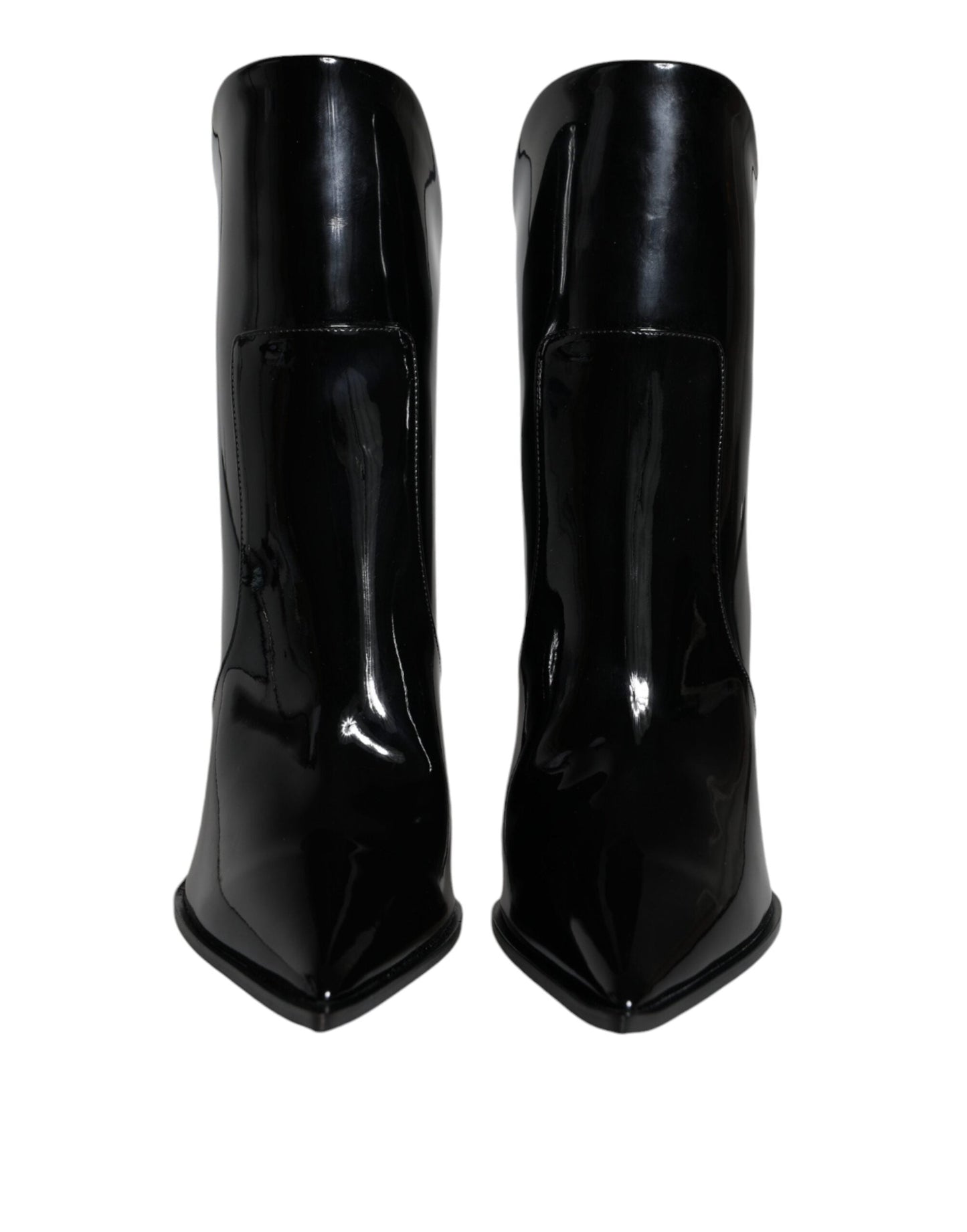 Fashionsarah.com Fashionsarah.com Dolce & Gabbana Black Patent Leather Pointed Ankle Boots Shoes