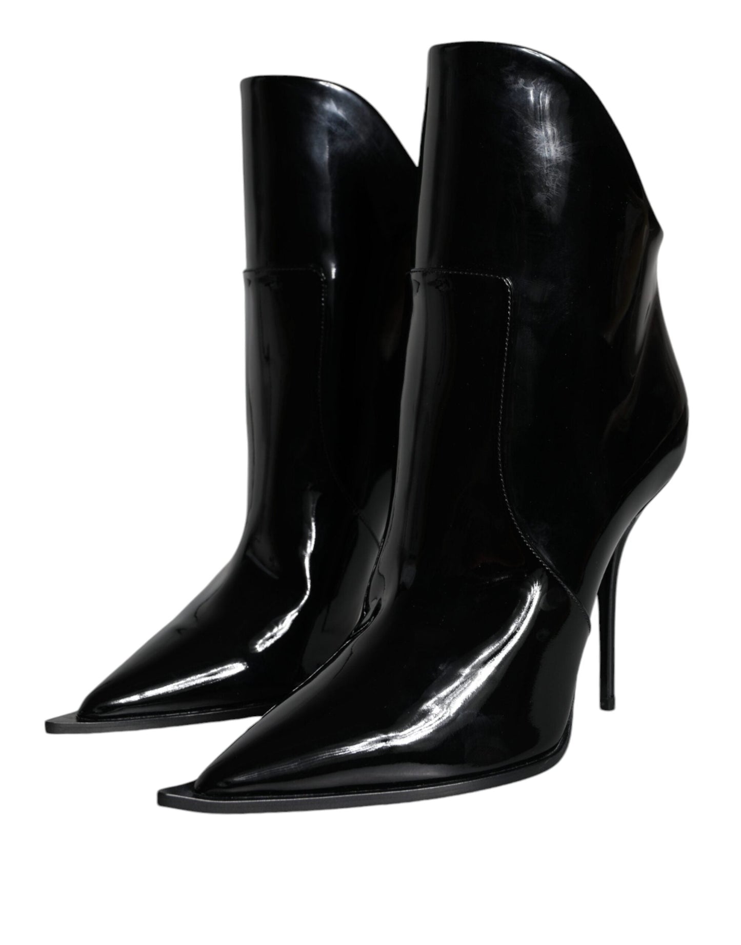 Fashionsarah.com Fashionsarah.com Dolce & Gabbana Black Patent Leather Pointed Ankle Boots Shoes