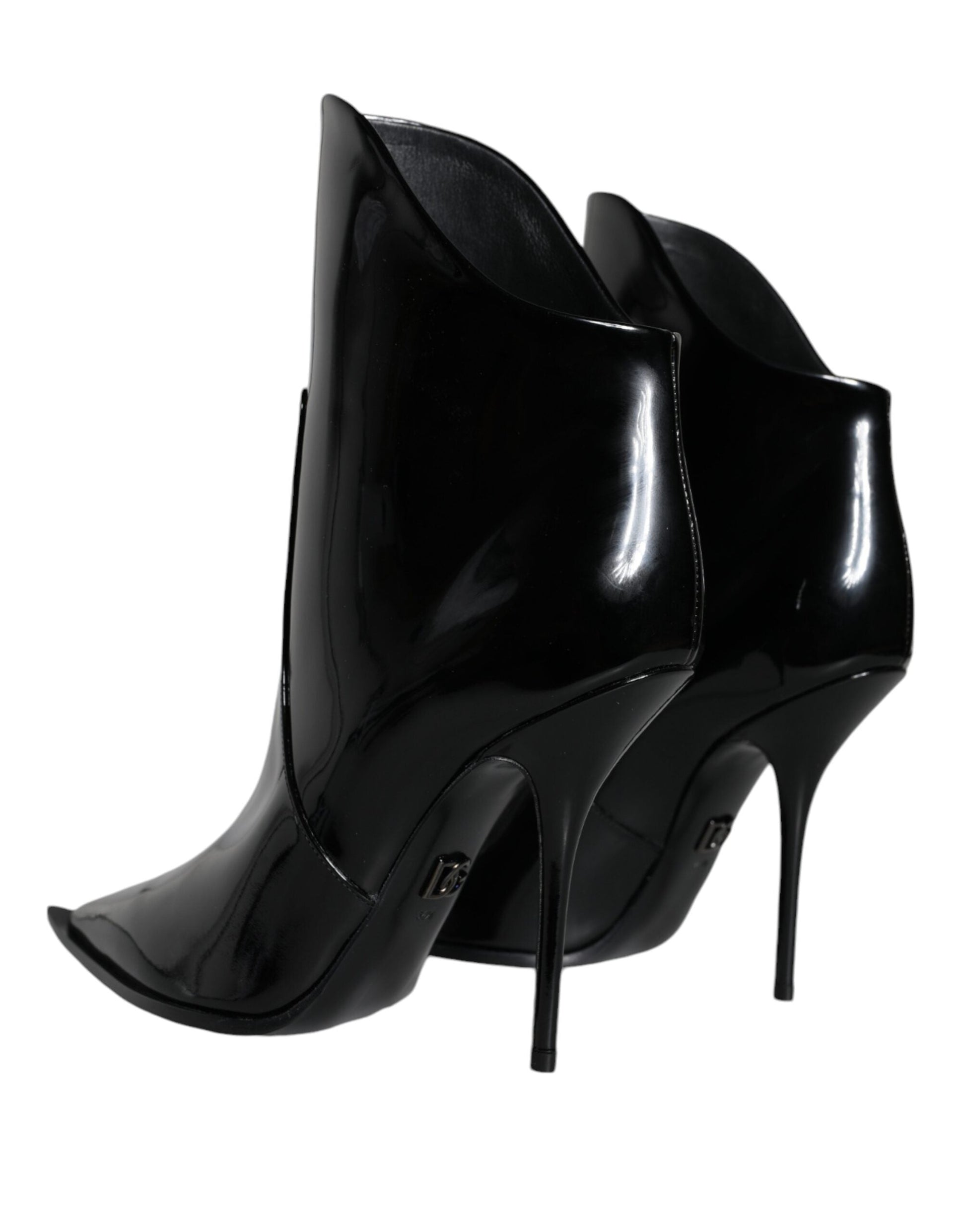 Fashionsarah.com Fashionsarah.com Dolce & Gabbana Black Patent Leather Pointed Ankle Boots Shoes