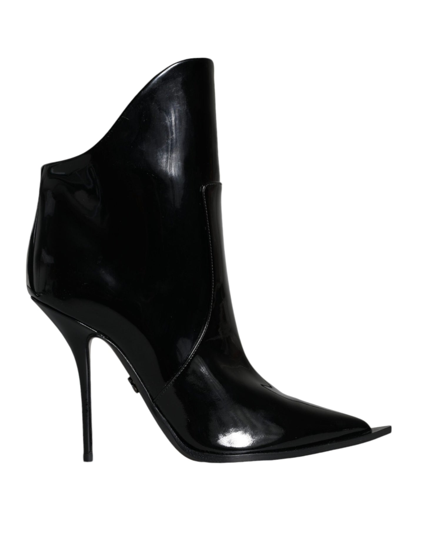 Fashionsarah.com Fashionsarah.com Dolce & Gabbana Black Patent Leather Pointed Ankle Boots Shoes