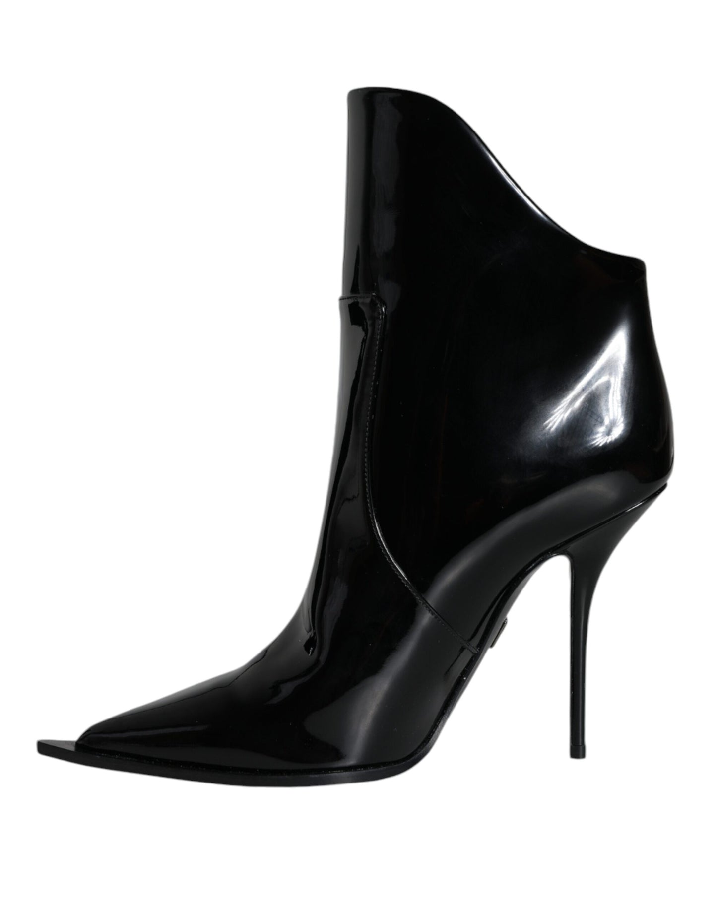 Fashionsarah.com Fashionsarah.com Dolce & Gabbana Black Patent Leather Pointed Ankle Boots Shoes