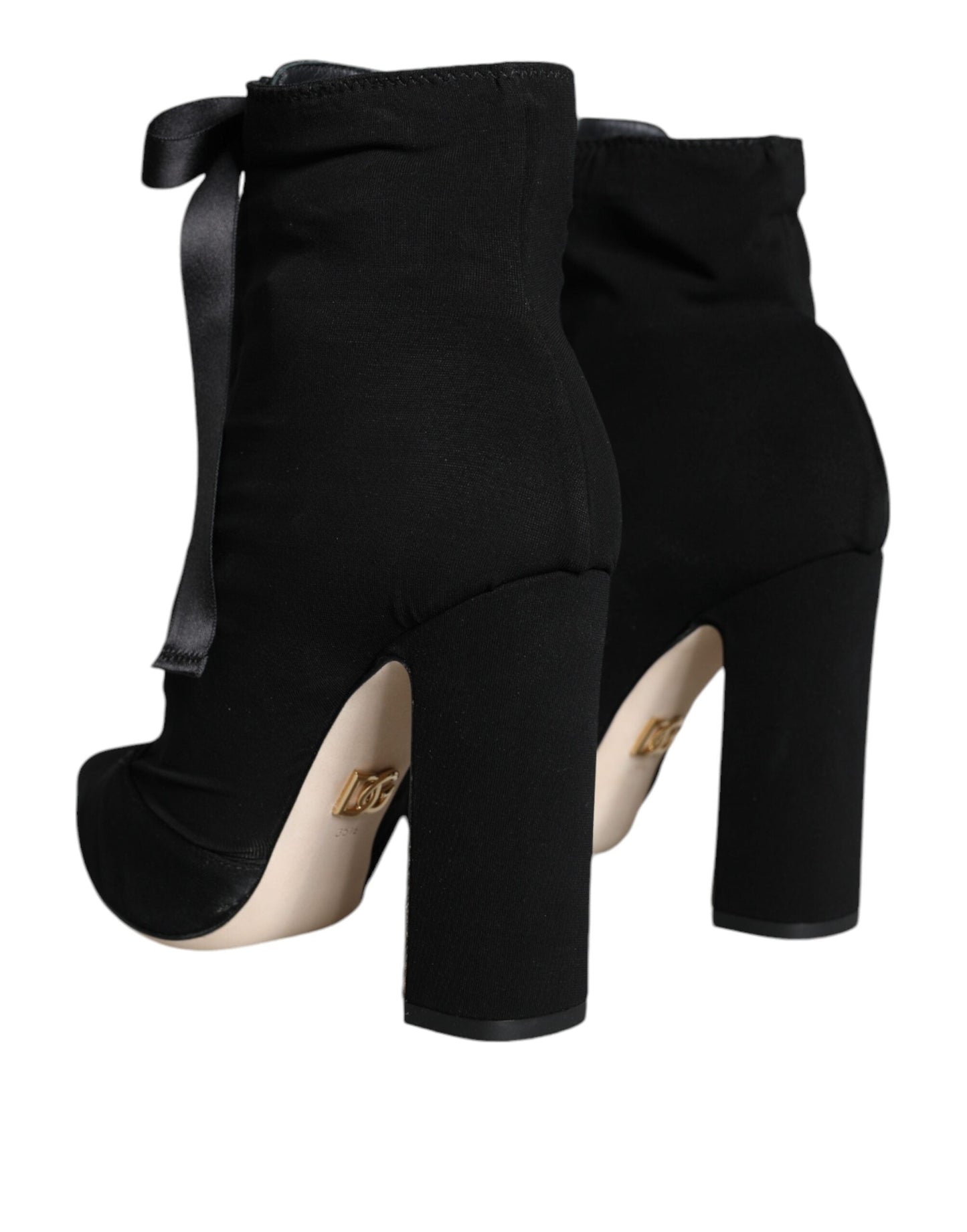 Fashionsarah.com Fashionsarah.com Dolce & Gabbana Black Jersey Stretch Ankle Booties Shoes