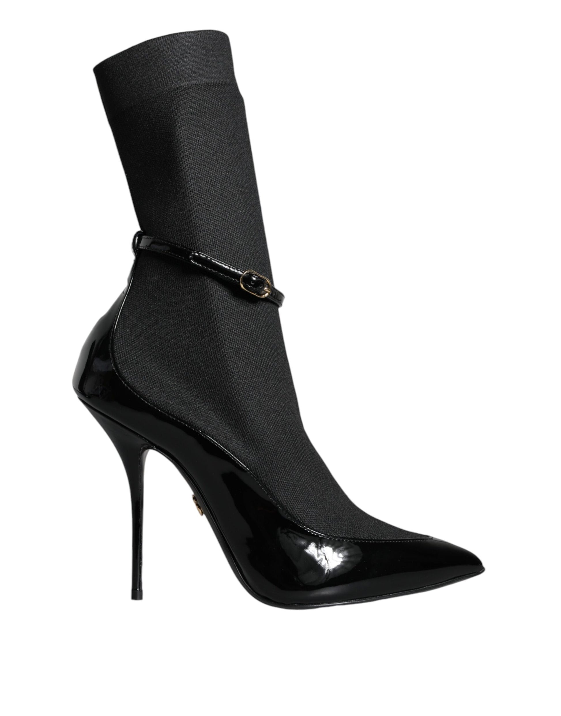 Fashionsarah.com Fashionsarah.com Dolce & Gabbana Black Leather Stilettos Booties Socks Shoes