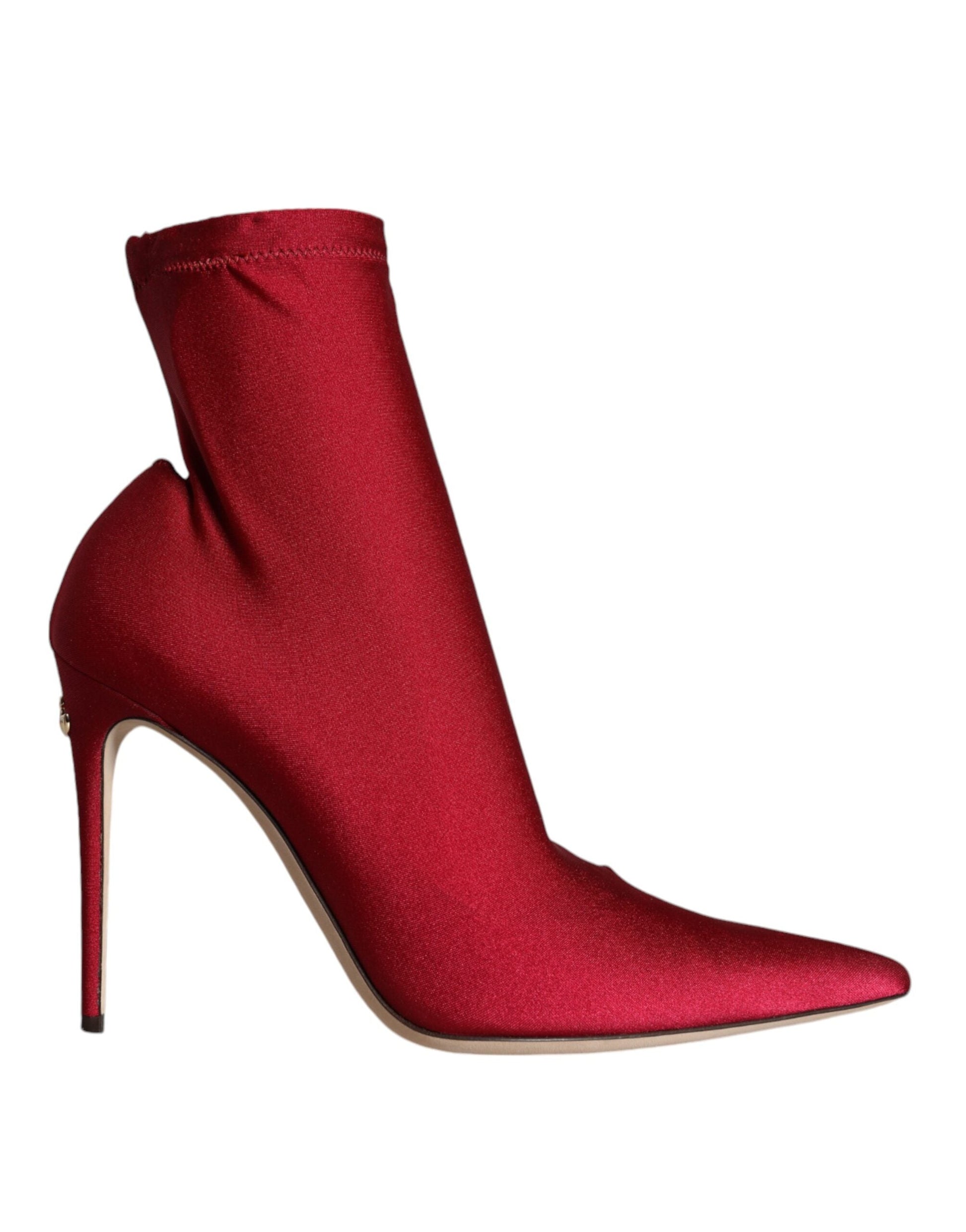 Fashionsarah.com Fashionsarah.com Dolce & Gabbana Cherry Red Stretch Stilettos Ankle Boot Shoes