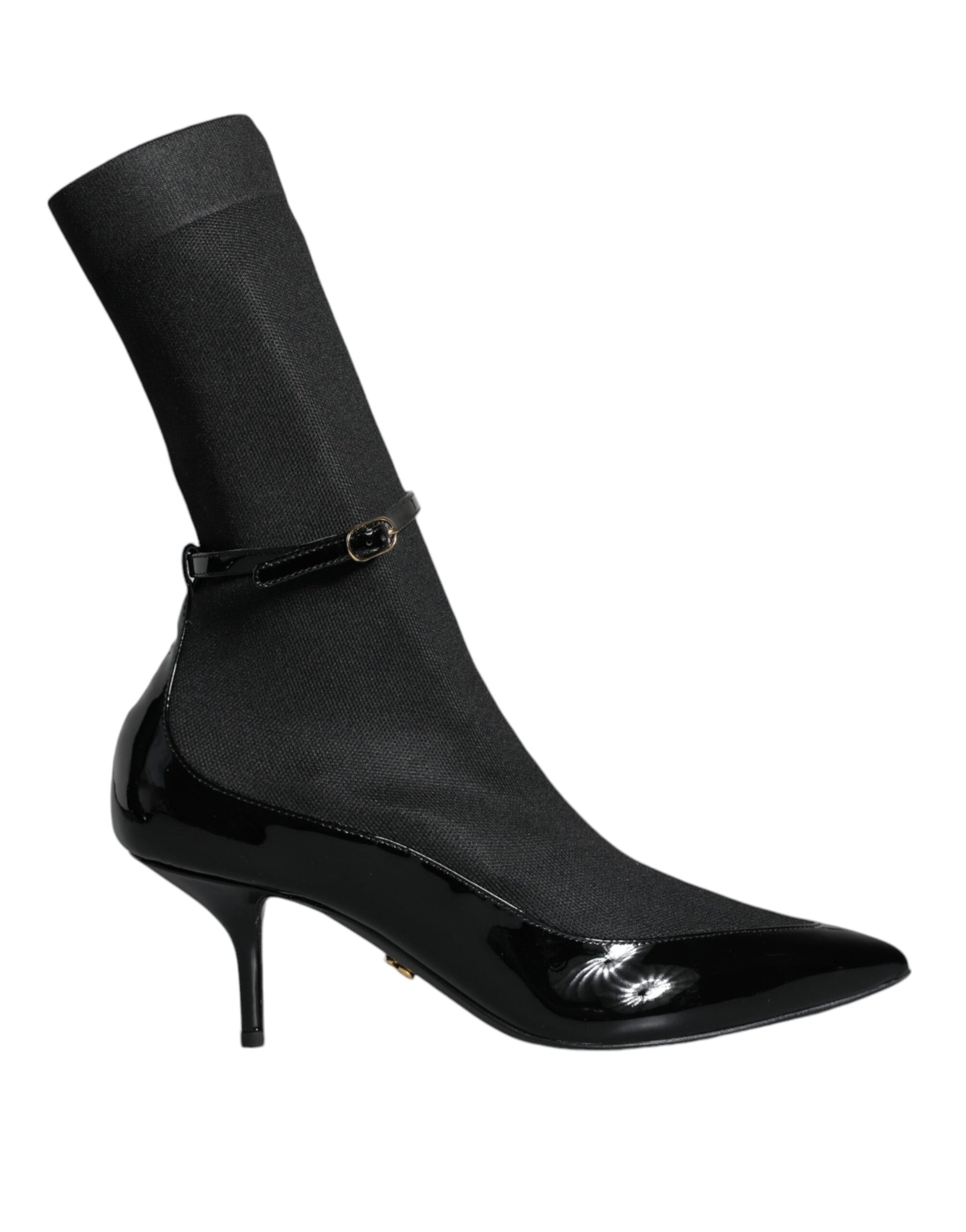 Fashionsarah.com Fashionsarah.com Dolce & Gabbana Black Leather Stilettos Booties Socks Shoes