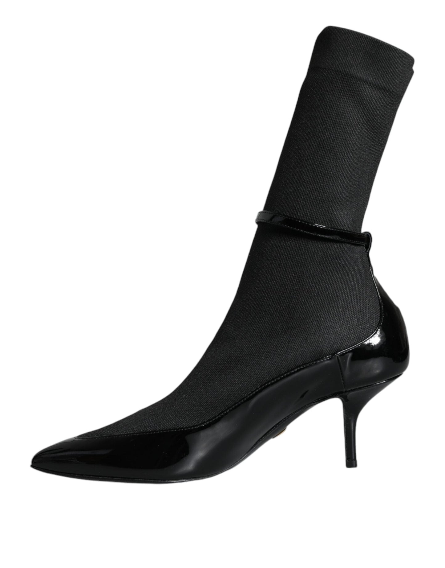 Fashionsarah.com Fashionsarah.com Dolce & Gabbana Black Leather Stilettos Booties Socks Shoes