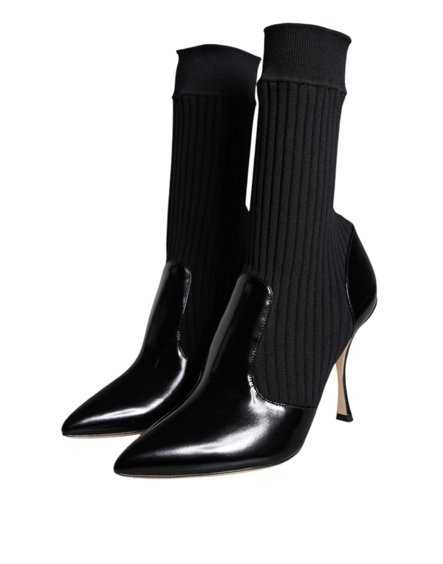 Dolce & Gabbana Black Stretch Stilettos Booties Socks Shoes | Fashionsarah.com