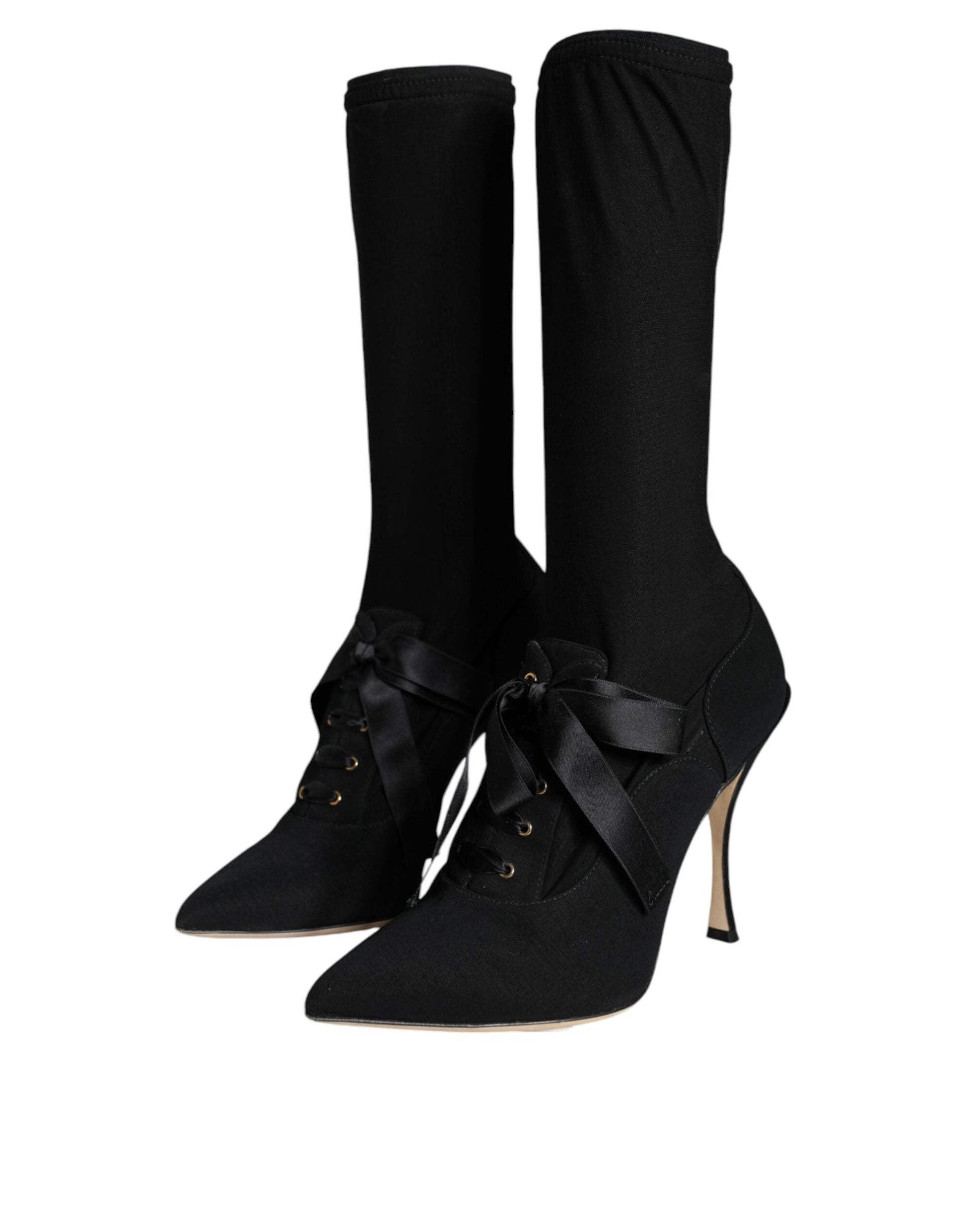 Fashionsarah.com Fashionsarah.com Dolce & Gabbana Black Stiletto Heels Mid Calf Boots Shoes