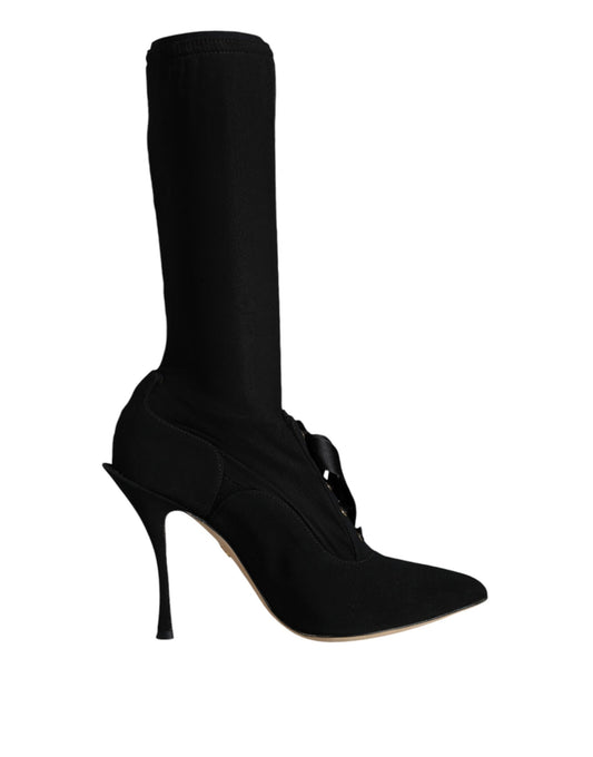 Fashionsarah.com Fashionsarah.com Dolce & Gabbana Black Stiletto Heels Mid Calf Boots Shoes