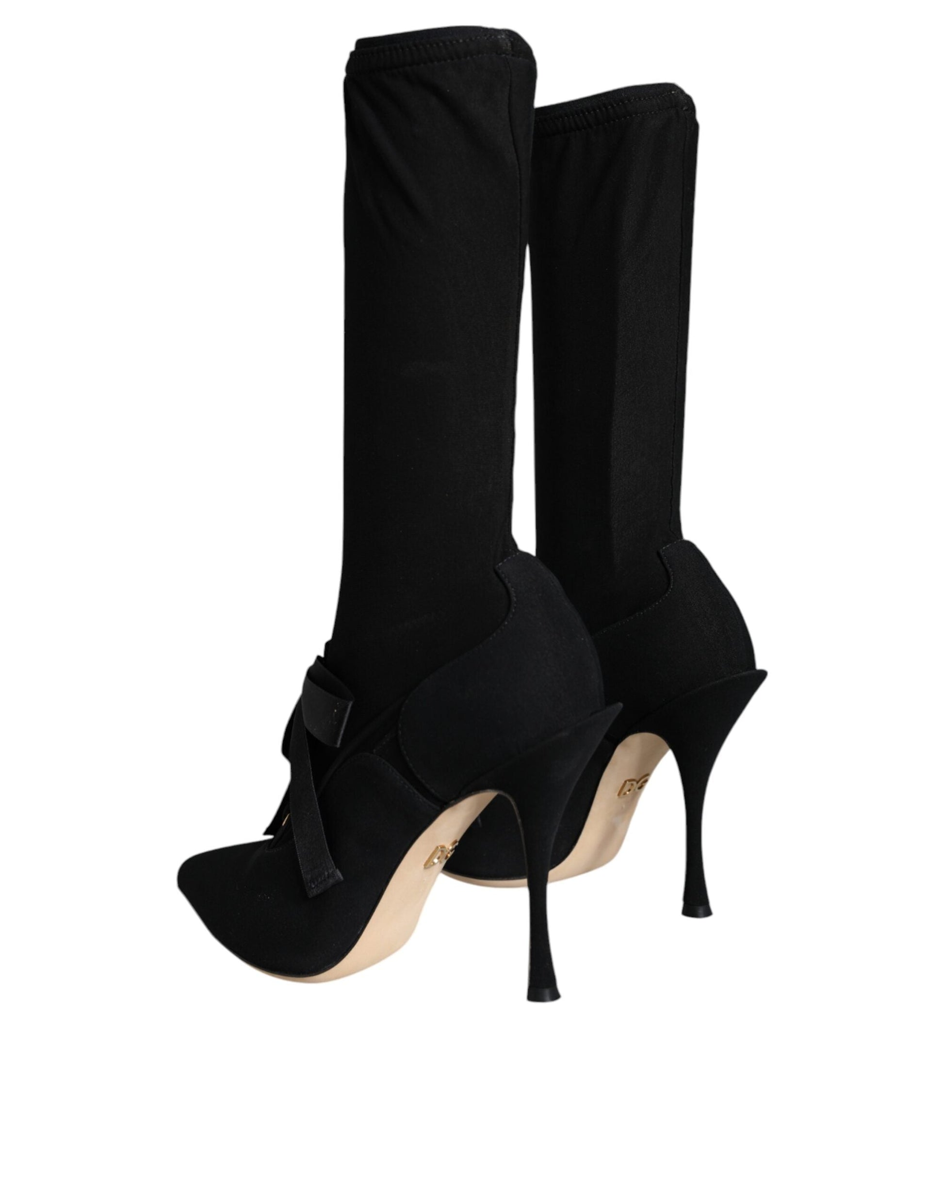 Fashionsarah.com Fashionsarah.com Dolce & Gabbana Black Stiletto Heels Mid Calf Boots Shoes