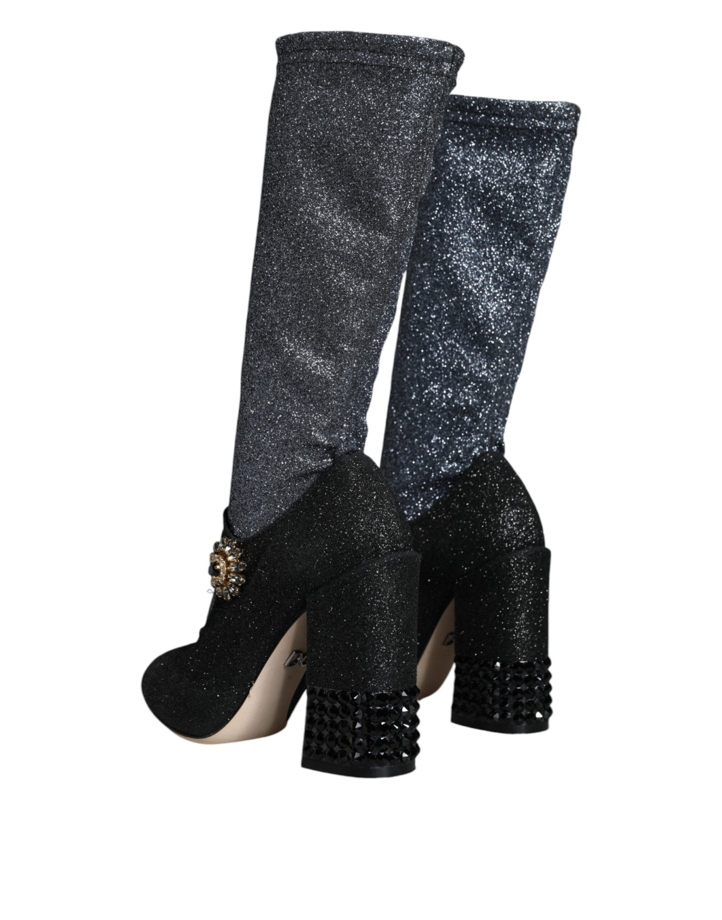 Fashionsarah.com Fashionsarah.com Dolce & Gabbana Black Crystal Mary Janes Booties Shoes