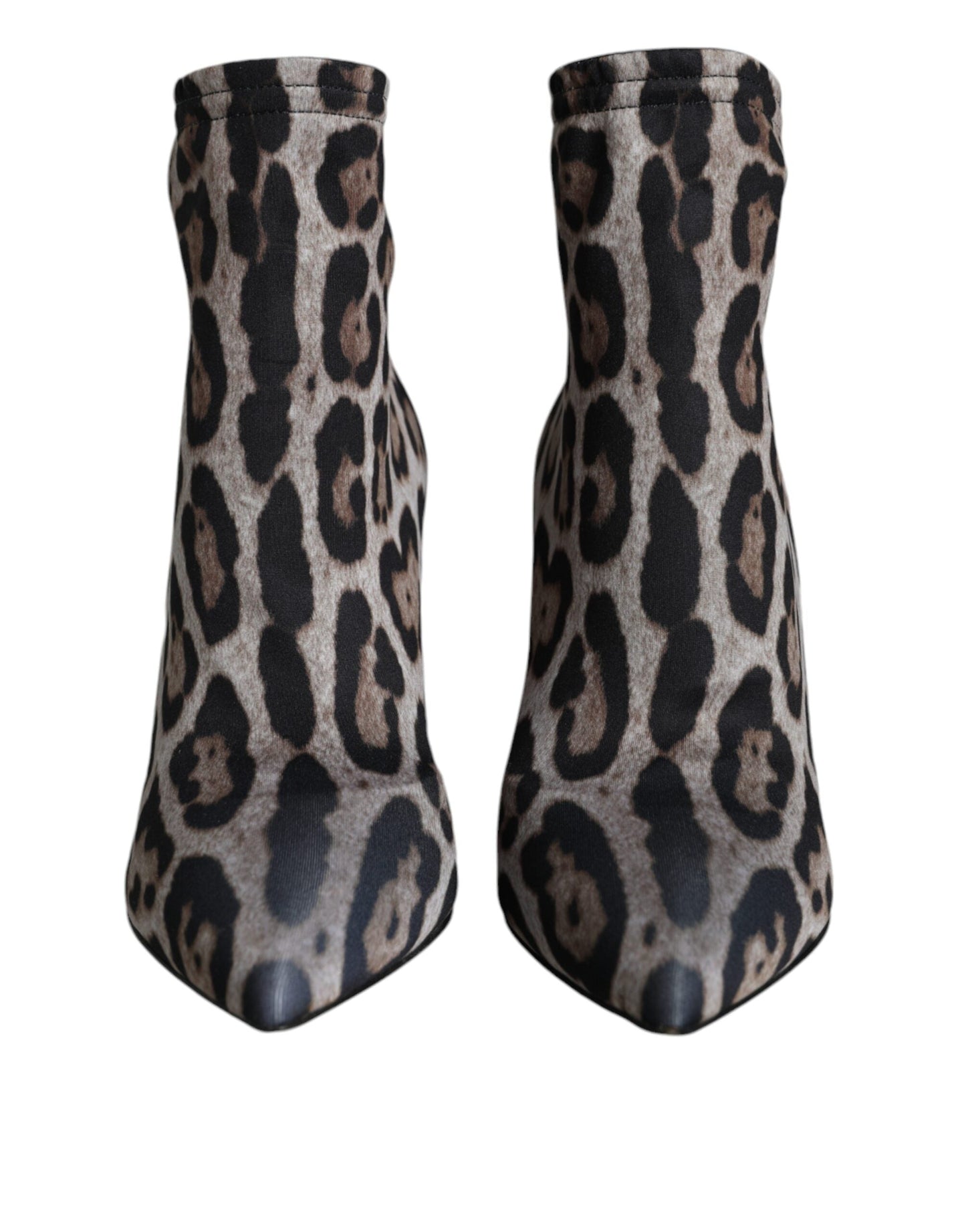 Fashionsarah.com Fashionsarah.com Dolce & Gabbana Gray Leopard Stretch Heels Ankle Boots Shoes