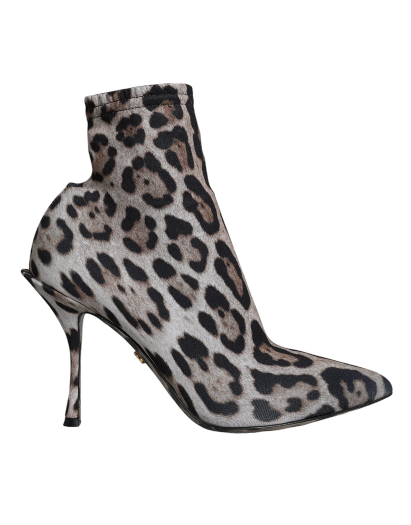 Fashionsarah.com Fashionsarah.com Dolce & Gabbana Gray Leopard Stretch Heels Ankle Boots Shoes