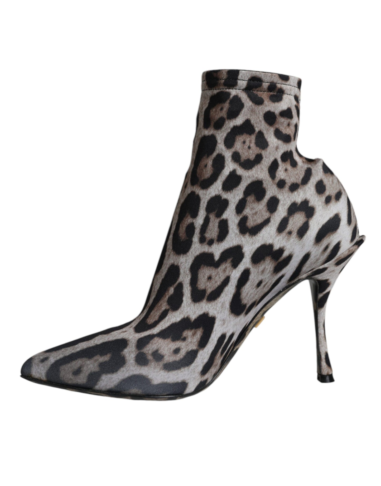 Fashionsarah.com Fashionsarah.com Dolce & Gabbana Gray Leopard Stretch Heels Ankle Boots Shoes