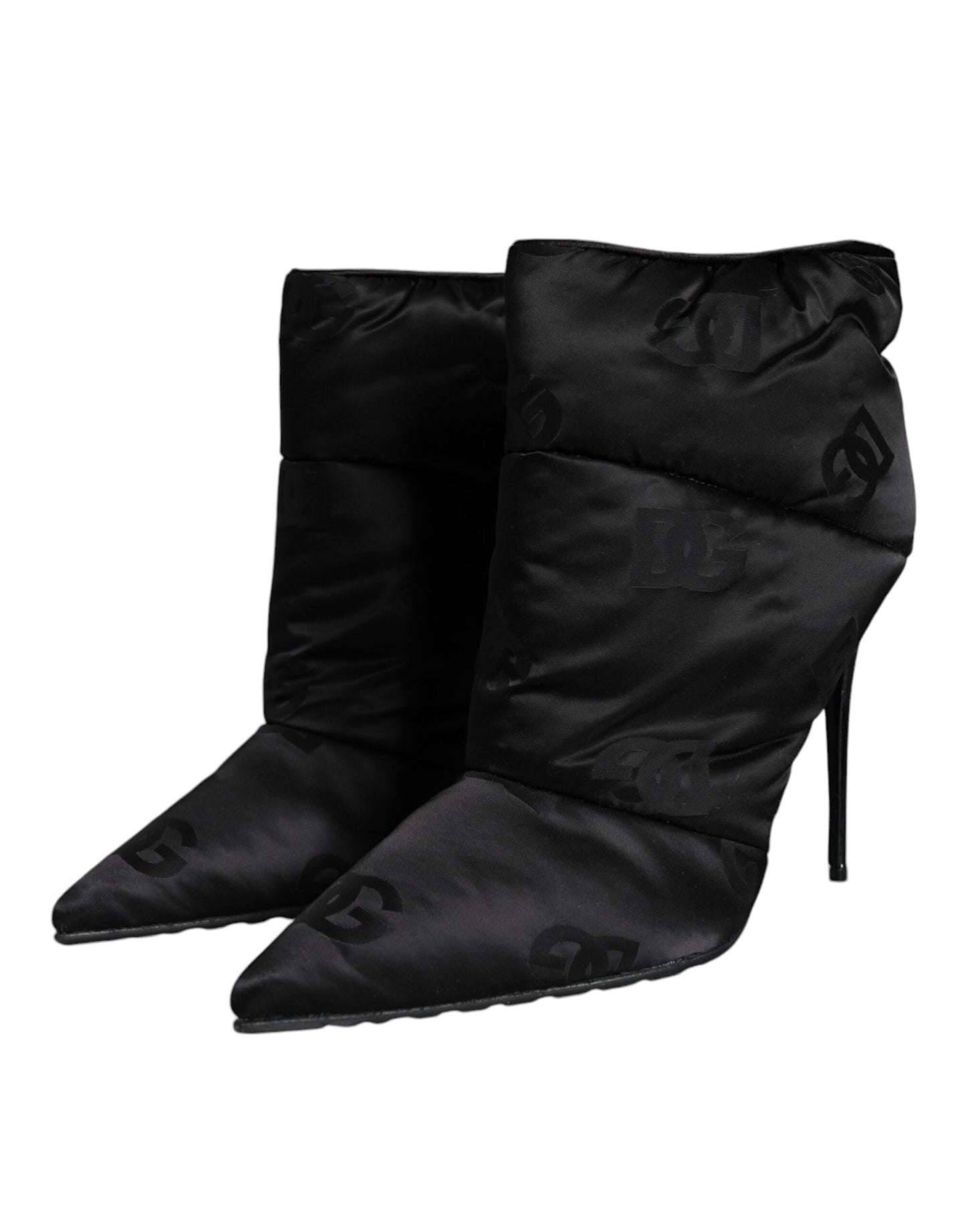 Fashionsarah.com Fashionsarah.com Dolce & Gabbana Black DG Logo Padded Heels Ankle Boots Shoes