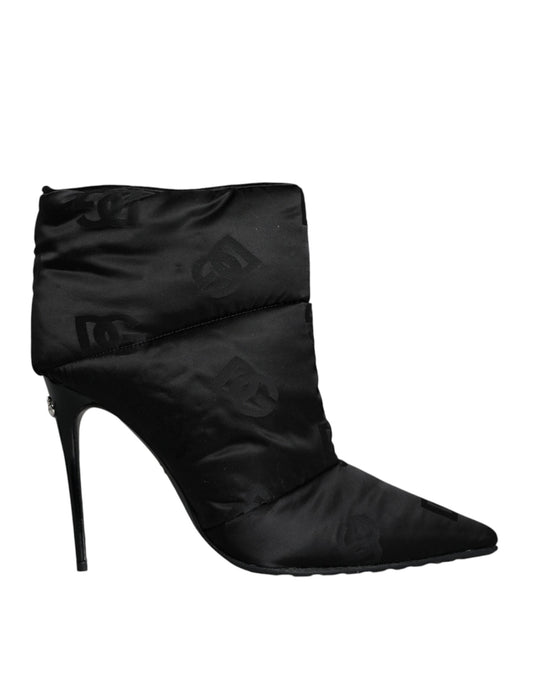 Fashionsarah.com Fashionsarah.com Dolce & Gabbana Black DG Logo Padded Heels Ankle Boots Shoes