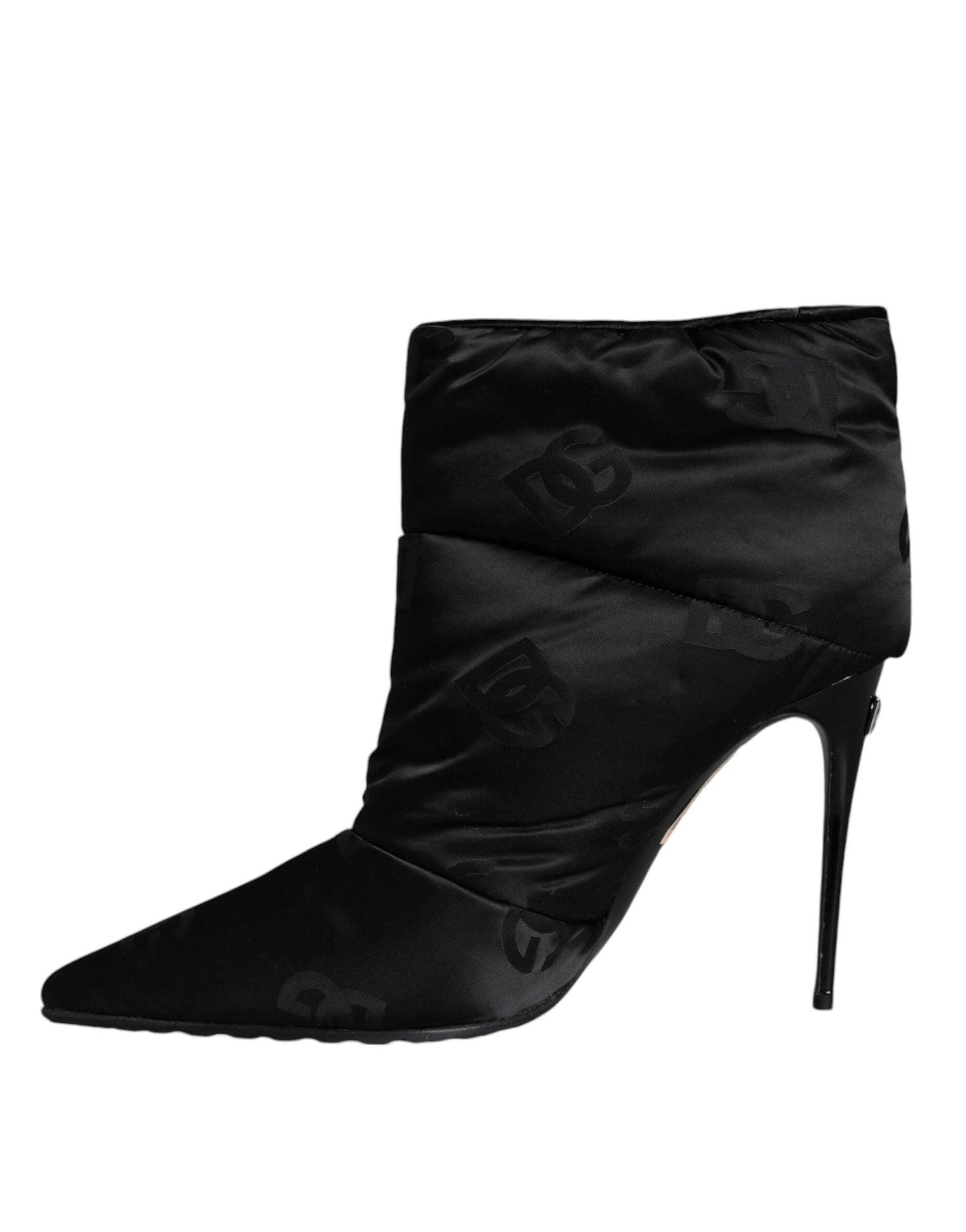 Fashionsarah.com Fashionsarah.com Dolce & Gabbana Black DG Logo Padded Heels Ankle Boots Shoes