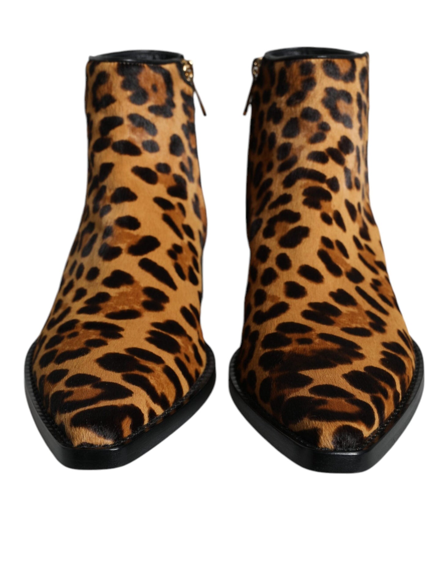 Fashionsarah.com Fashionsarah.com Dolce & Gabbana Brown Leopard Calf Fur Ankle Boots Shoes